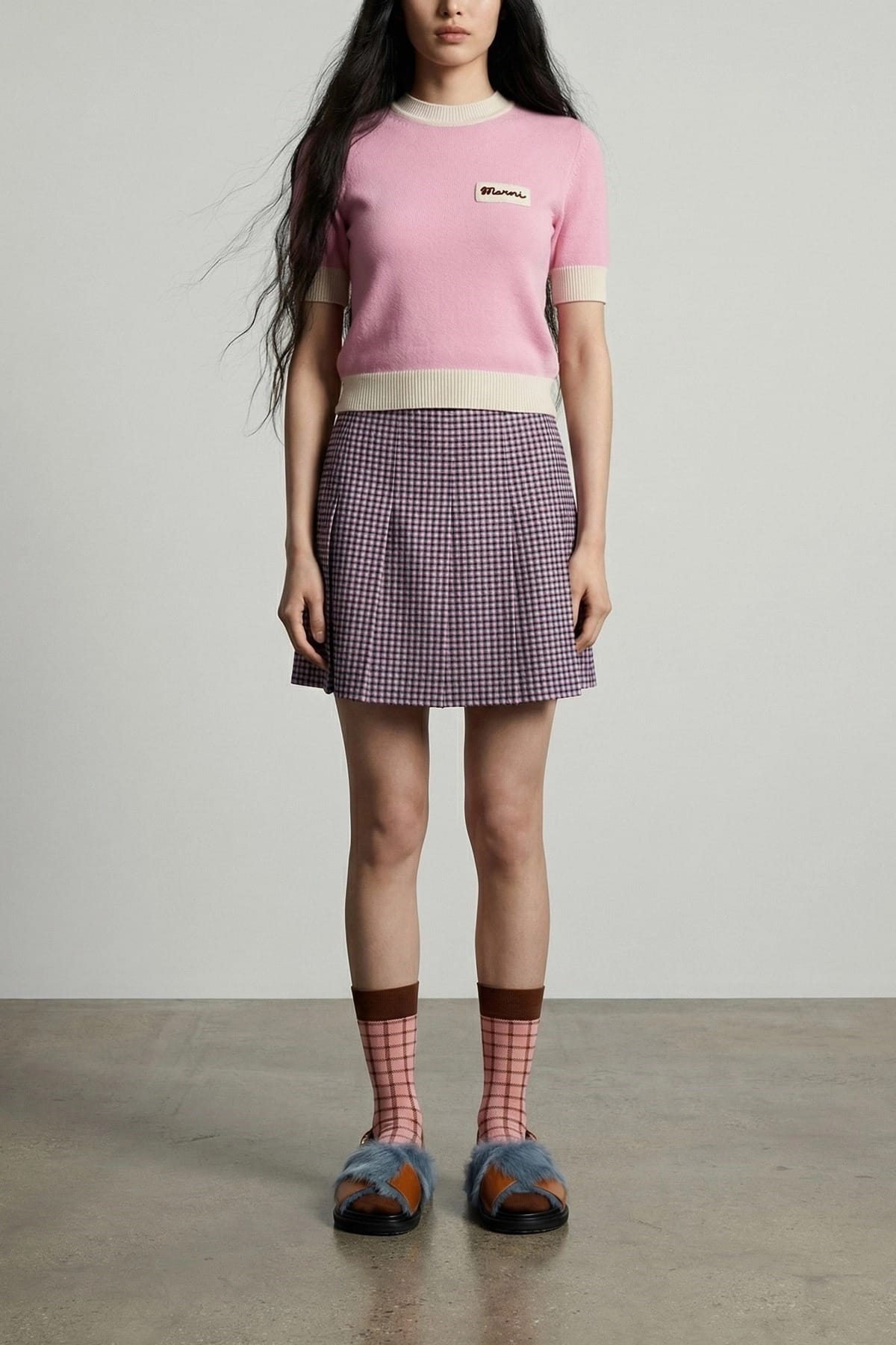 Marni Pink Cropped Logo-Embroidered Sweater - alternate view
