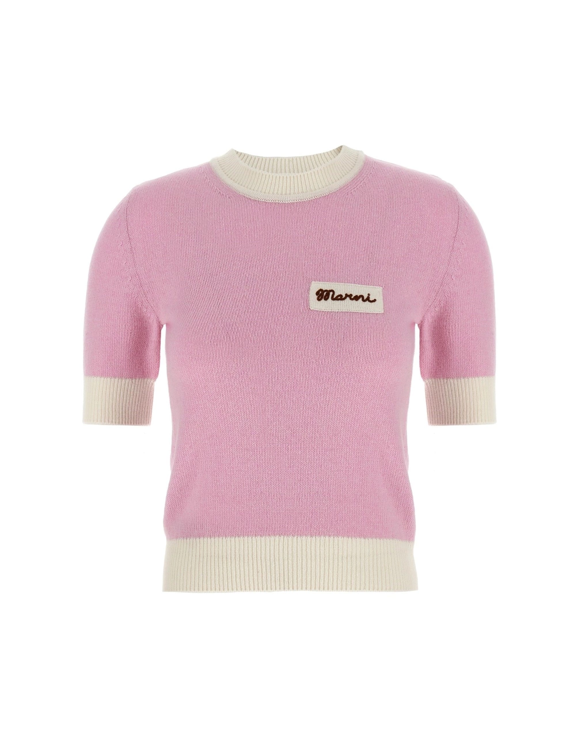Marni Marni Pink Cropped Logo-Embroidered Sweater