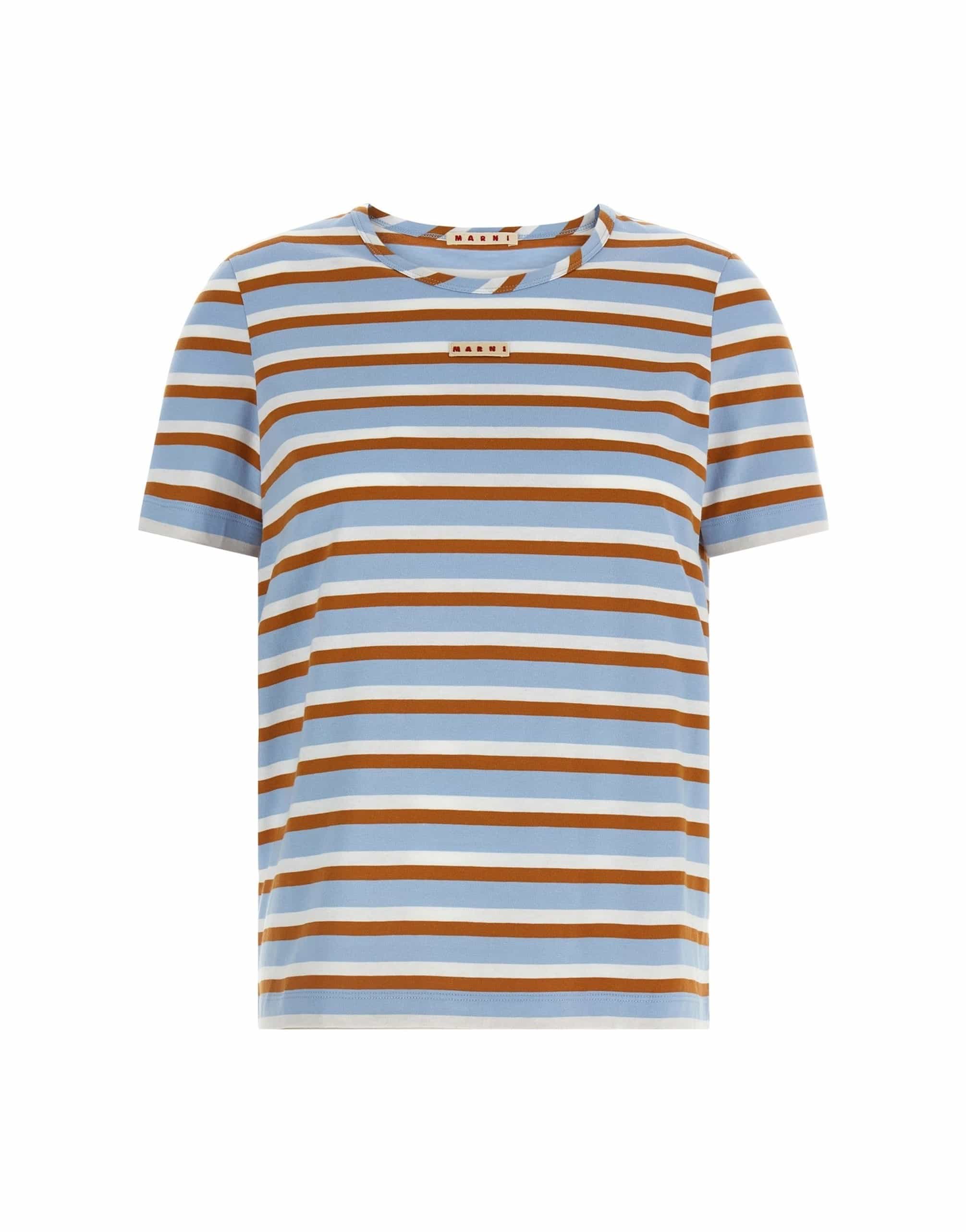 Marni Marni Striped Logo Patch T-Shirt