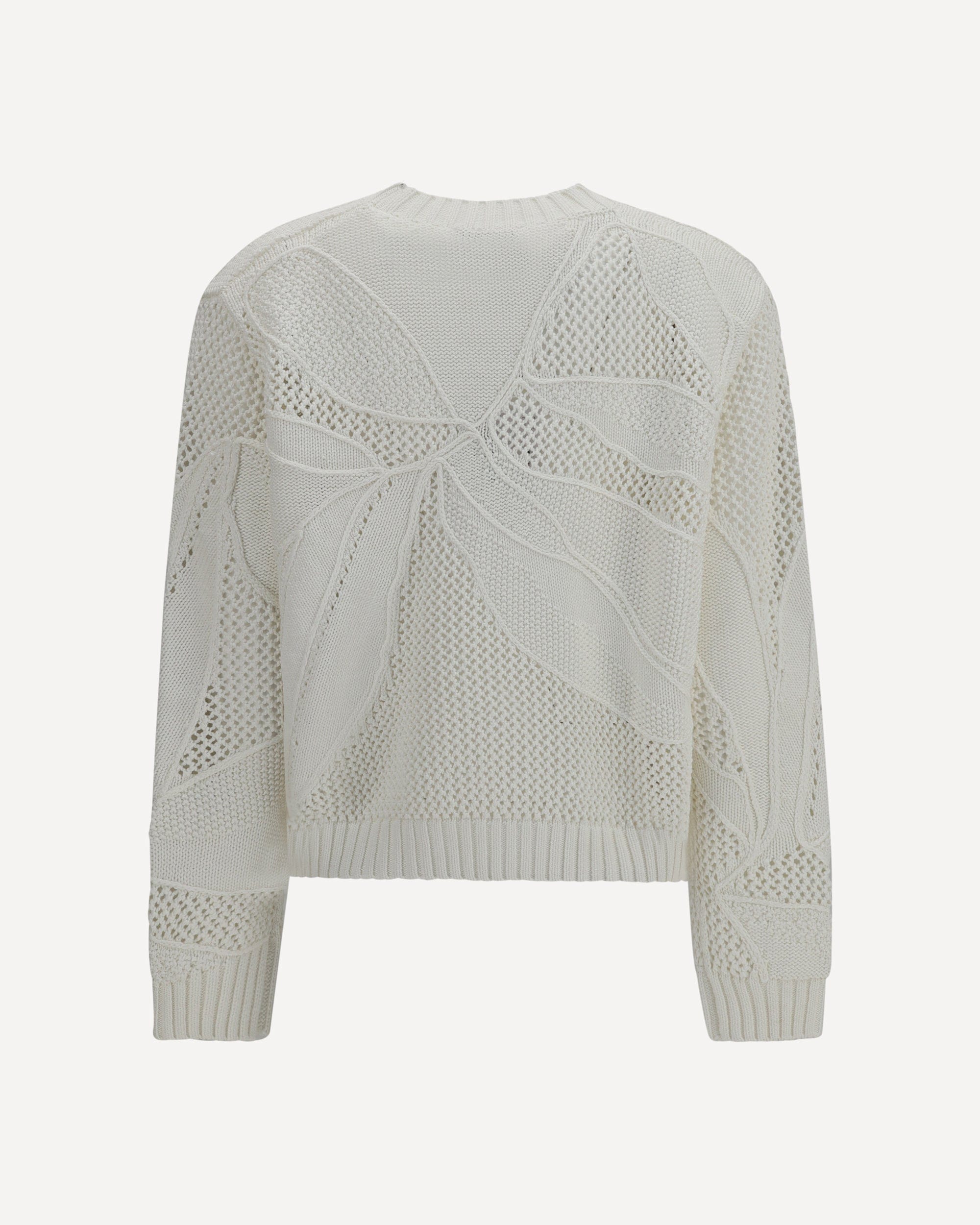 Katoenen trui met open breisel en ronde hals - alternate view