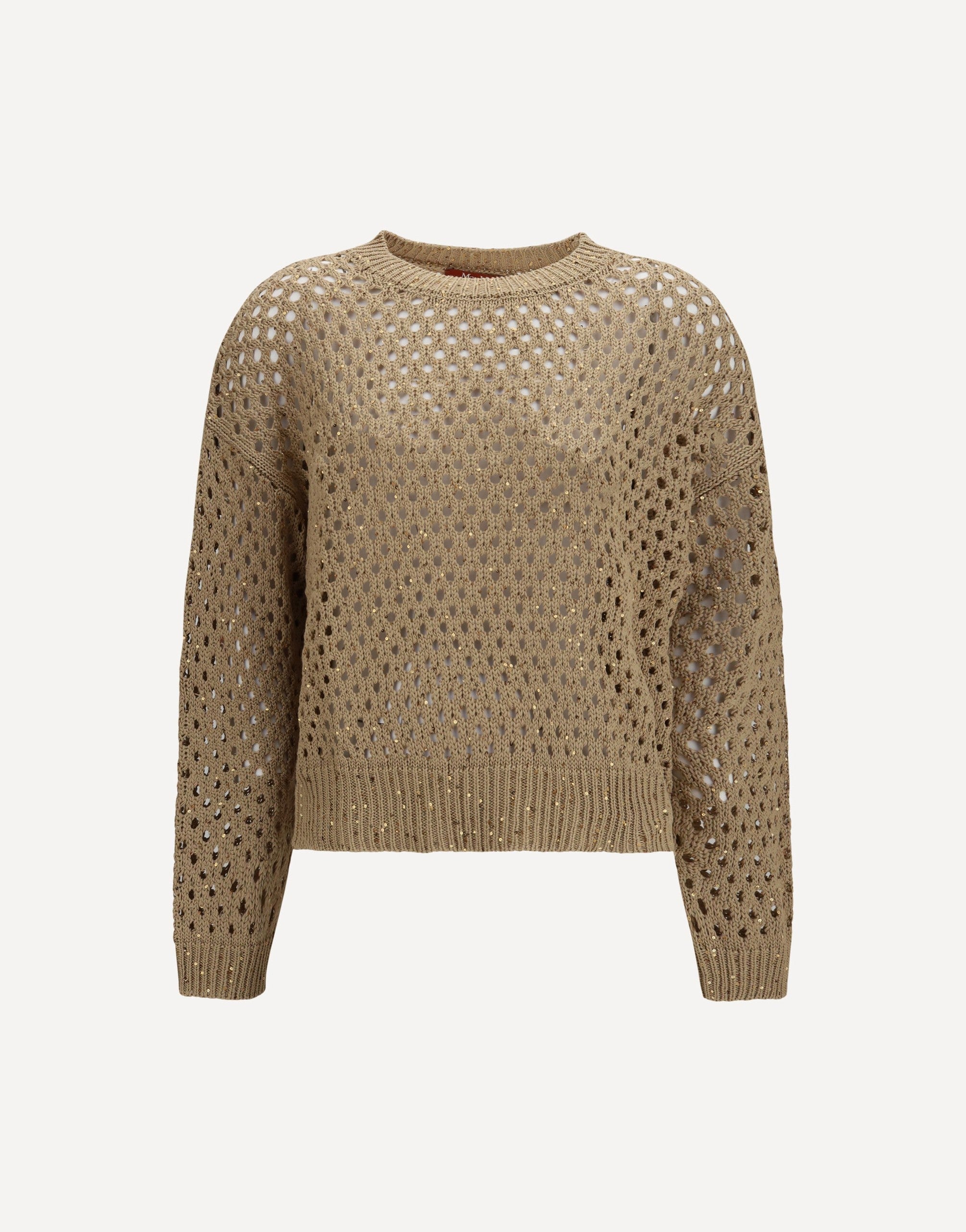 Max Mara Open Knit Cotton Sweater With Sequins