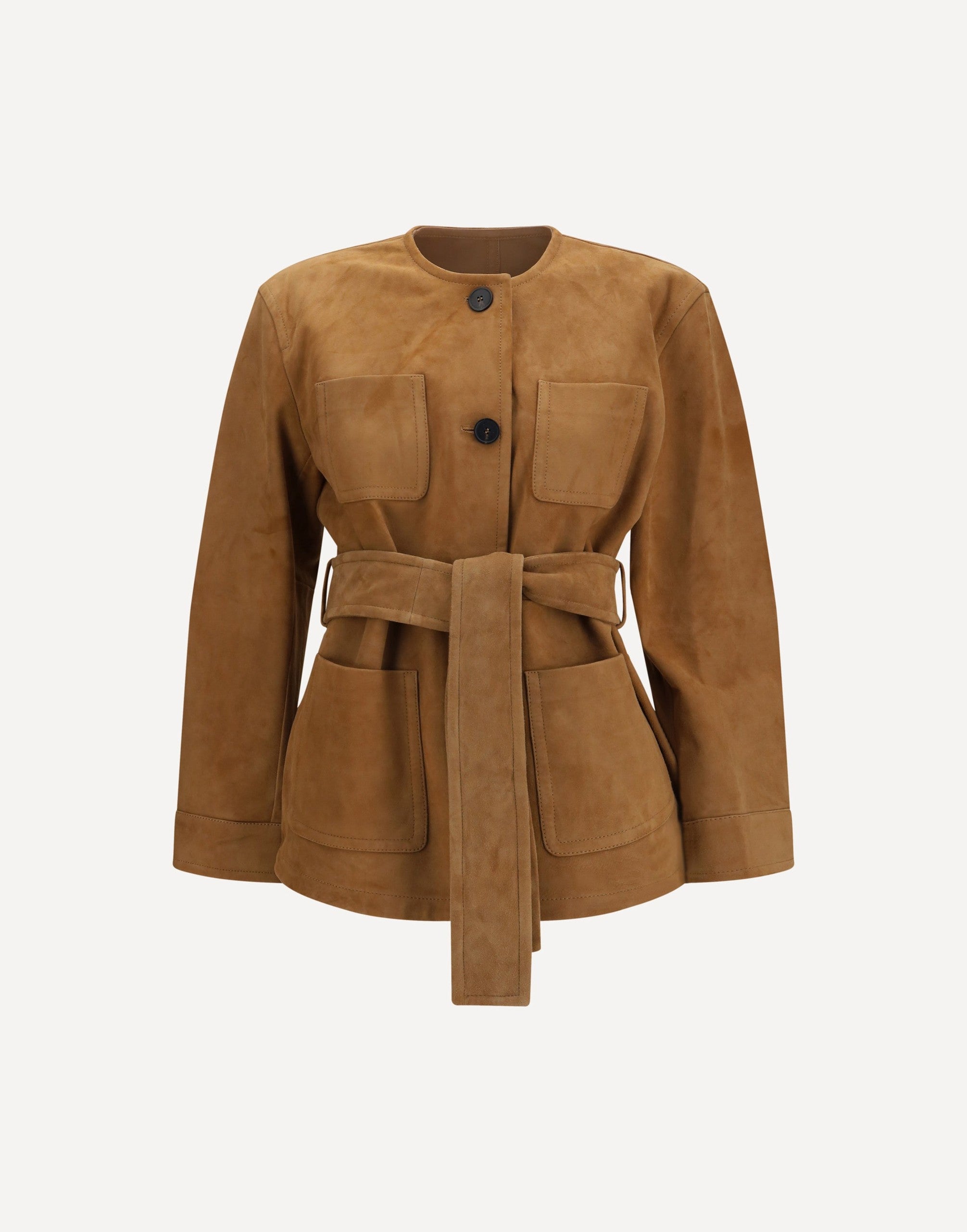 Max Mara suède leren jas met riem
