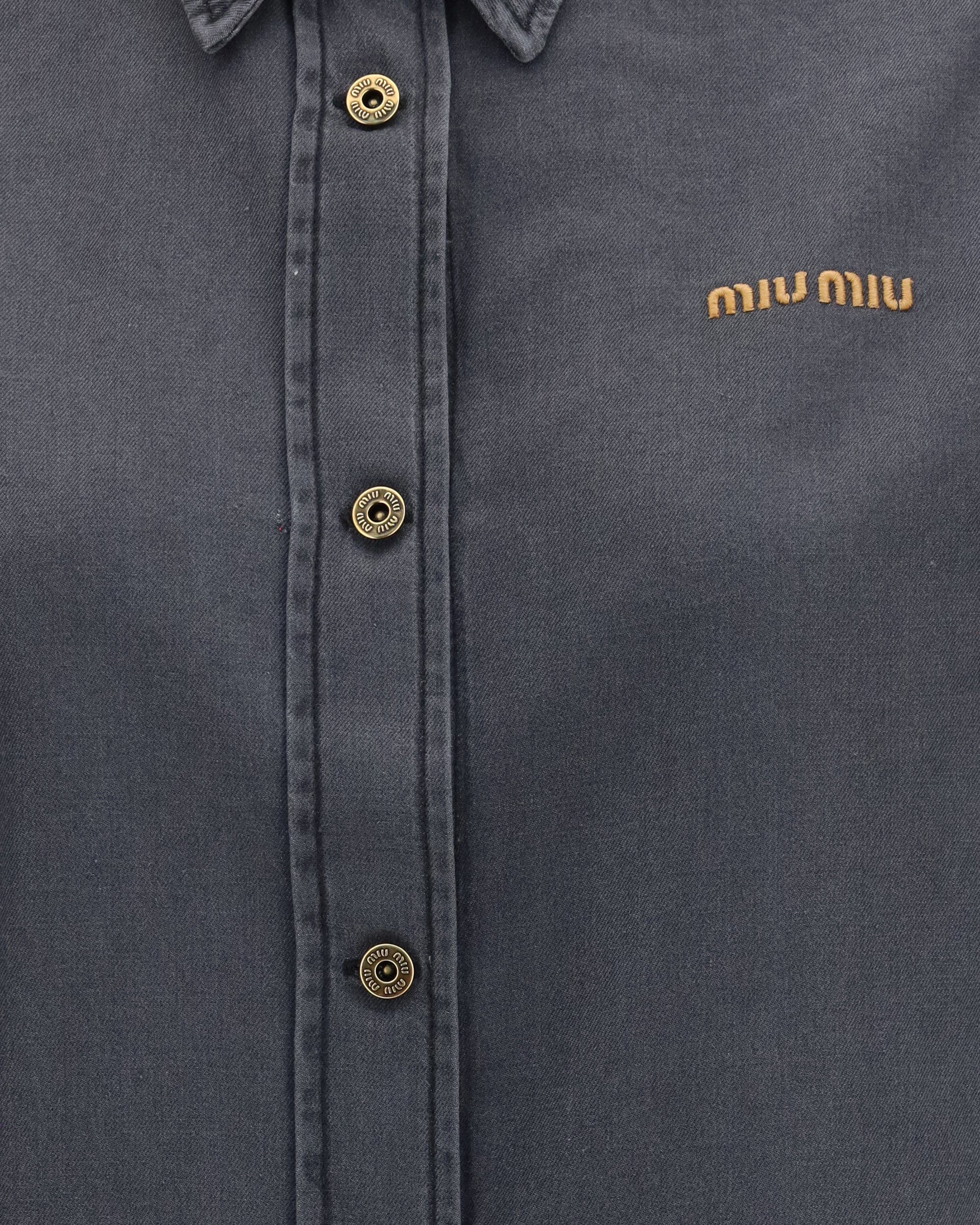 قميص قطني بطابع الدنيم من Miu Miu
