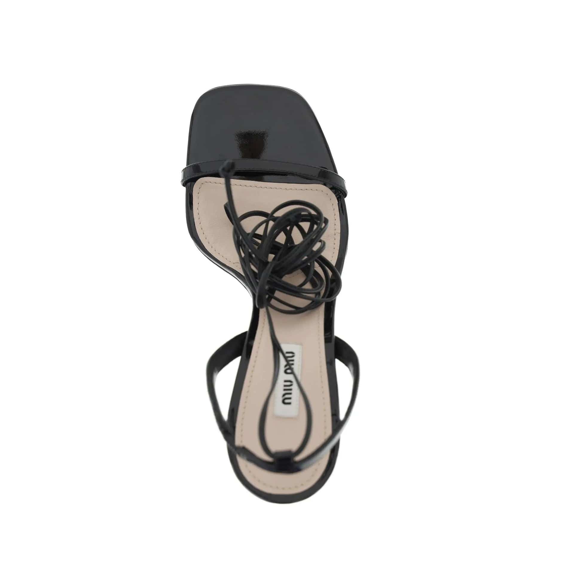 Miu Miu Leather Lace-Up Square-Toe Sandals