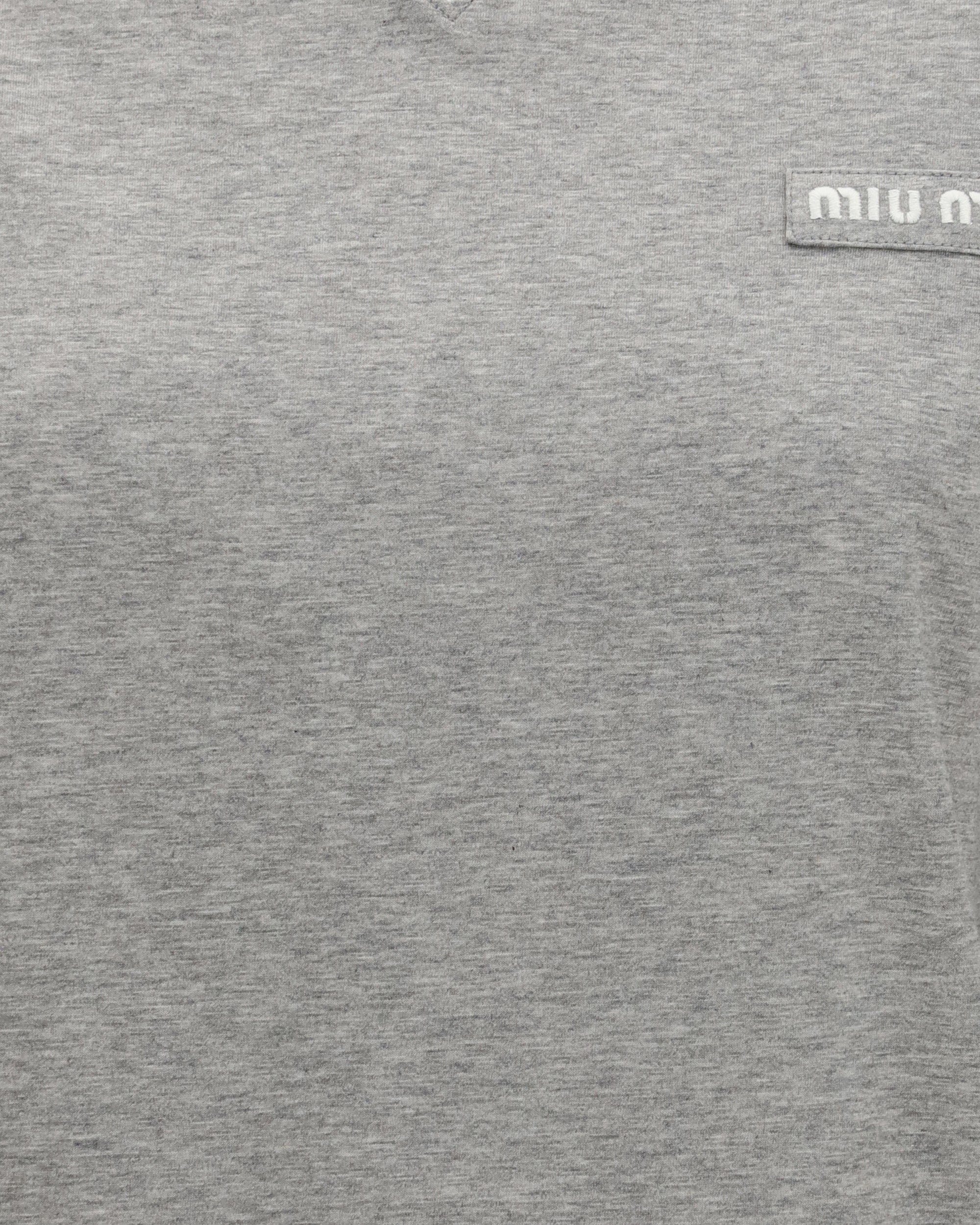 Miu Miu Miu Miu Long-Sleeved Cotton T-Shirt V-Neck