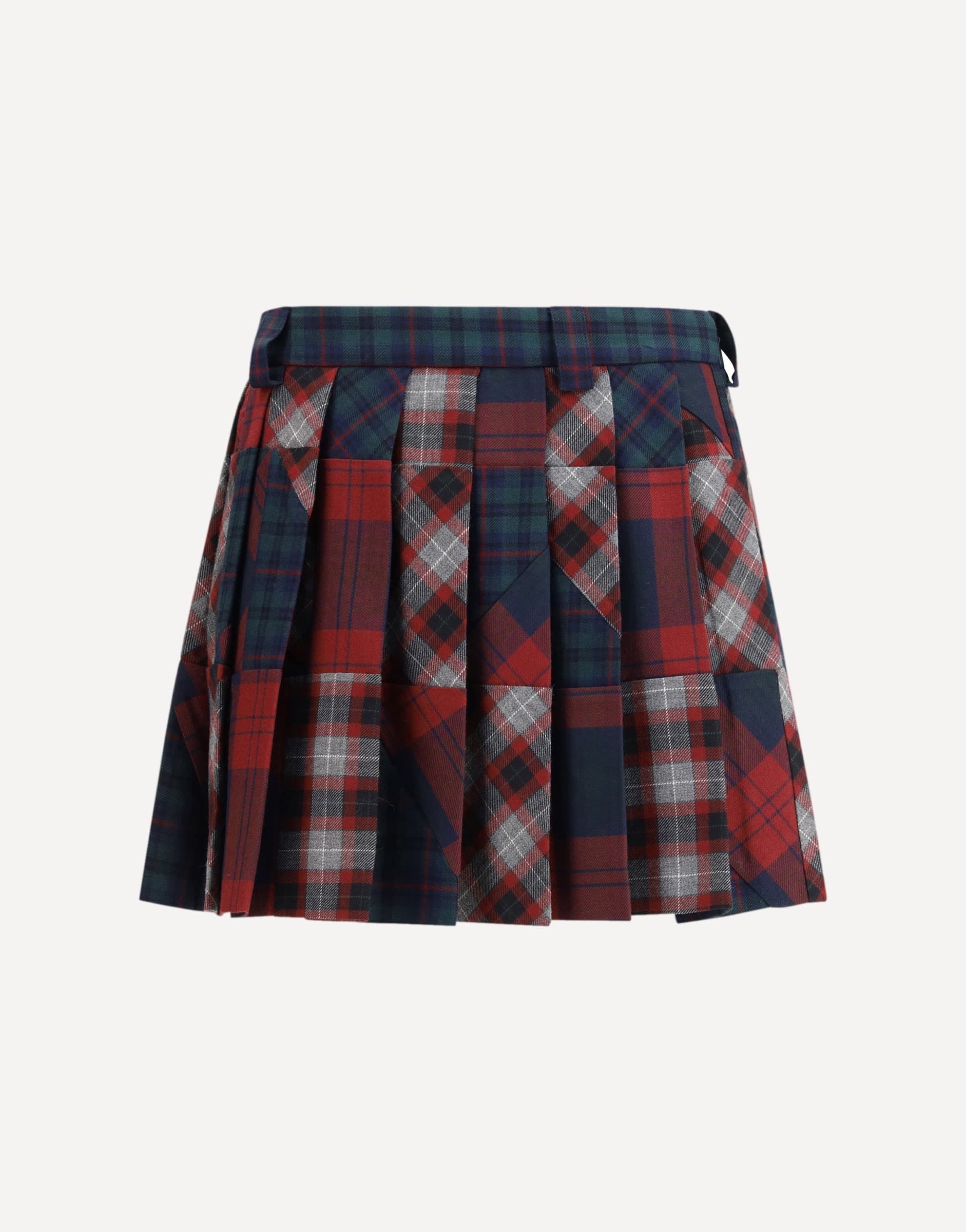 Miu Miu Pleated Patchwork Tartan Mini Skirt | Sendegaro