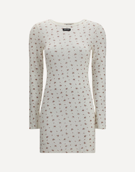 Miu Miu Ribbed Jersey Dress With Flowers