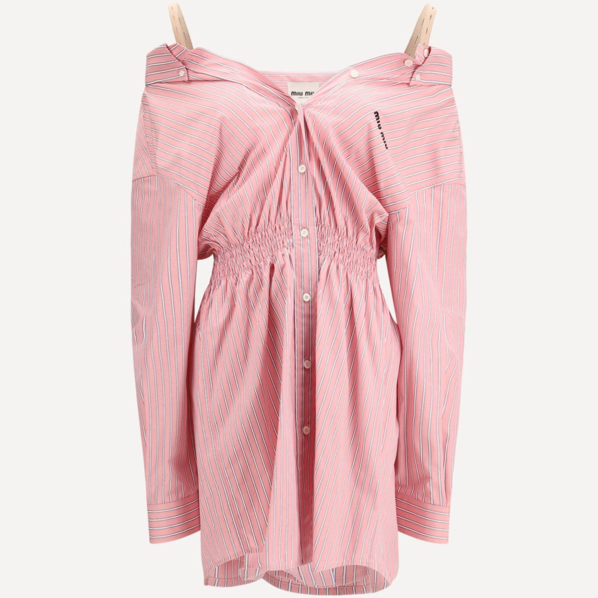 miu miu shirt dress Miu Miu Poplin Shirt-dress, Woman, Khaki, Size 40