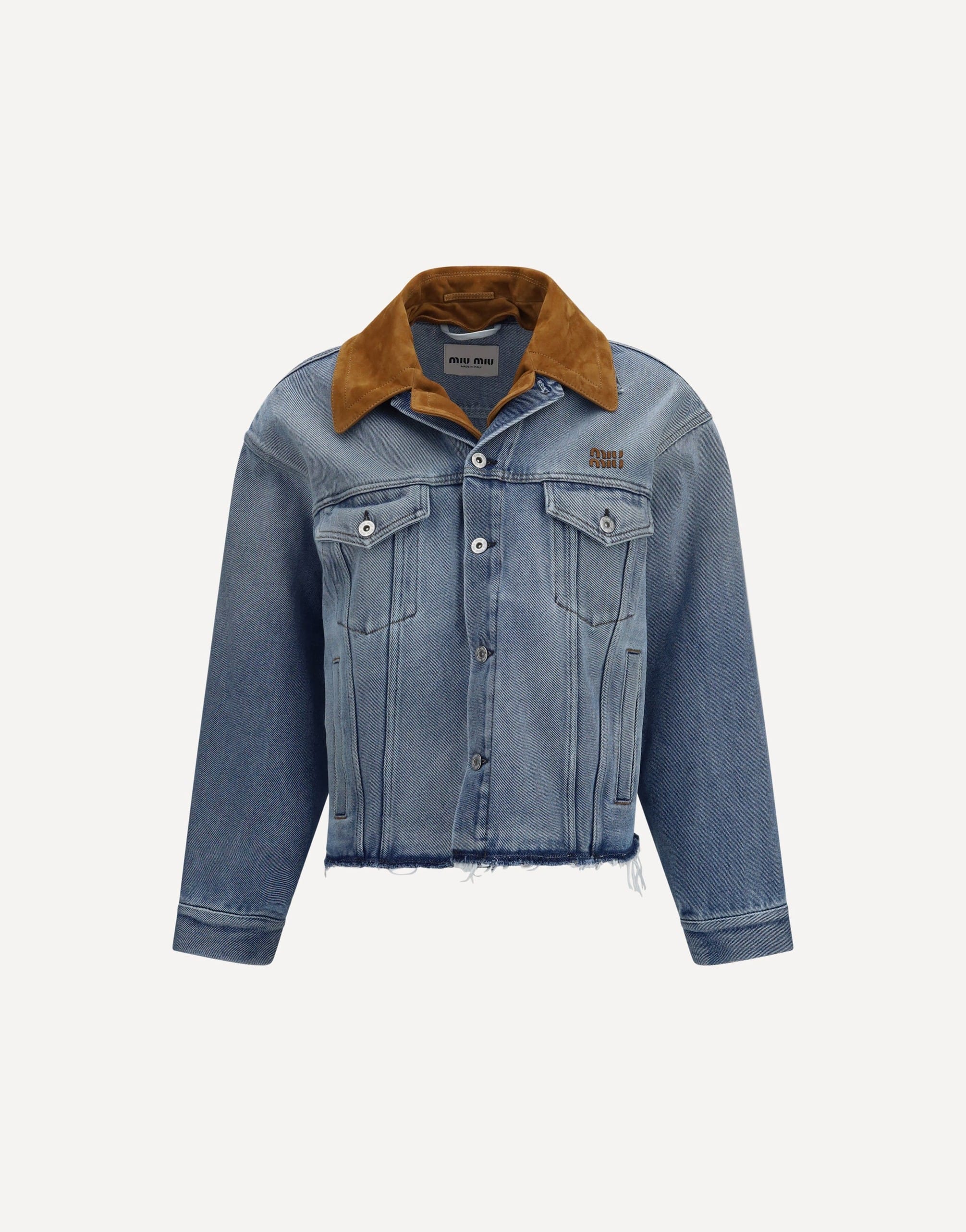 Miu Miu Washed Denim And Suede Jacket