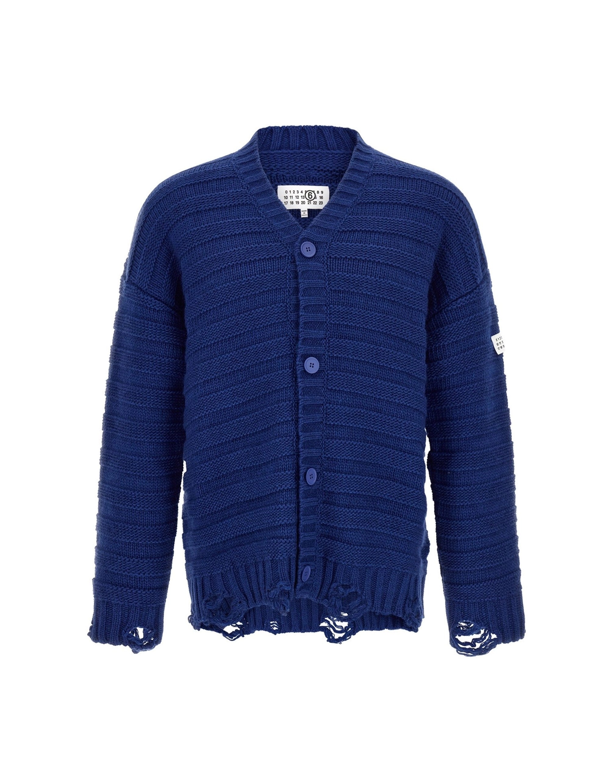 MM6 Maison Margiela Distressed Wool Blend Cardigan
