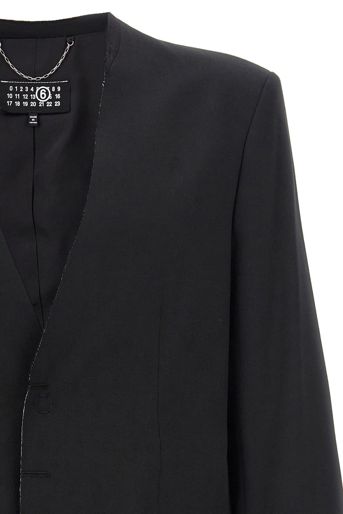 MM6 Maison Margiela Single-Breasted Wool Blend Blazer