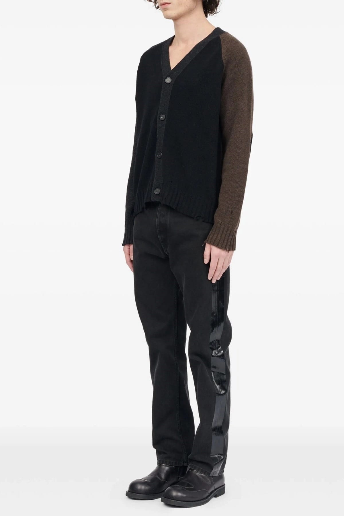MM6 Maison Margiela Two-Tone Suede Patch Cardigan - alternate view