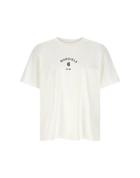MM6 Maison Margiela ホワイトステッチラインプリントTシャツ