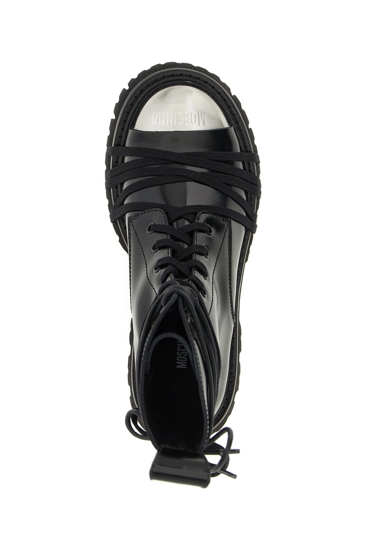 Moschino Moschino Black Leather Combat Boots