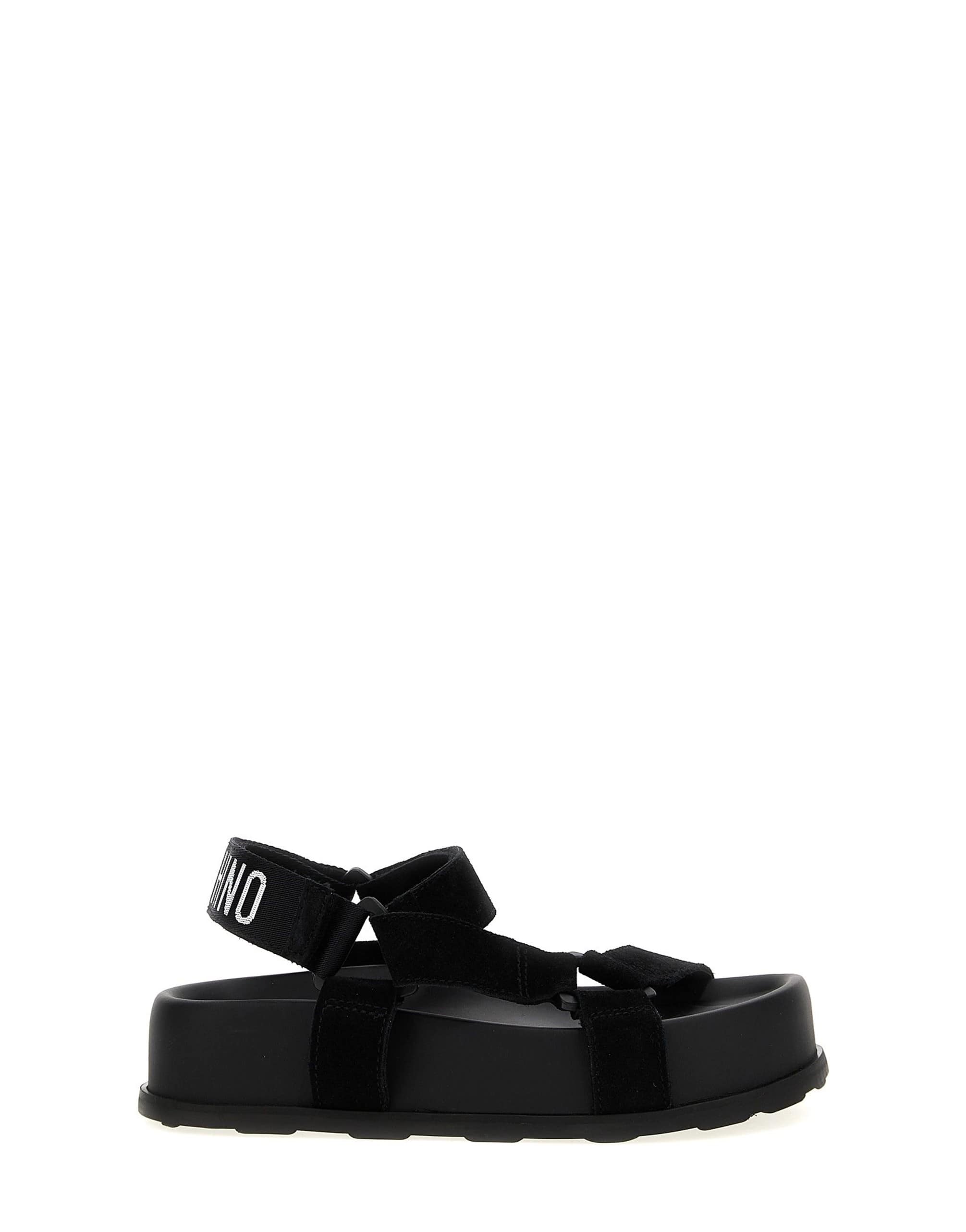 Moschino Moschino Black Suede Flat Sandals