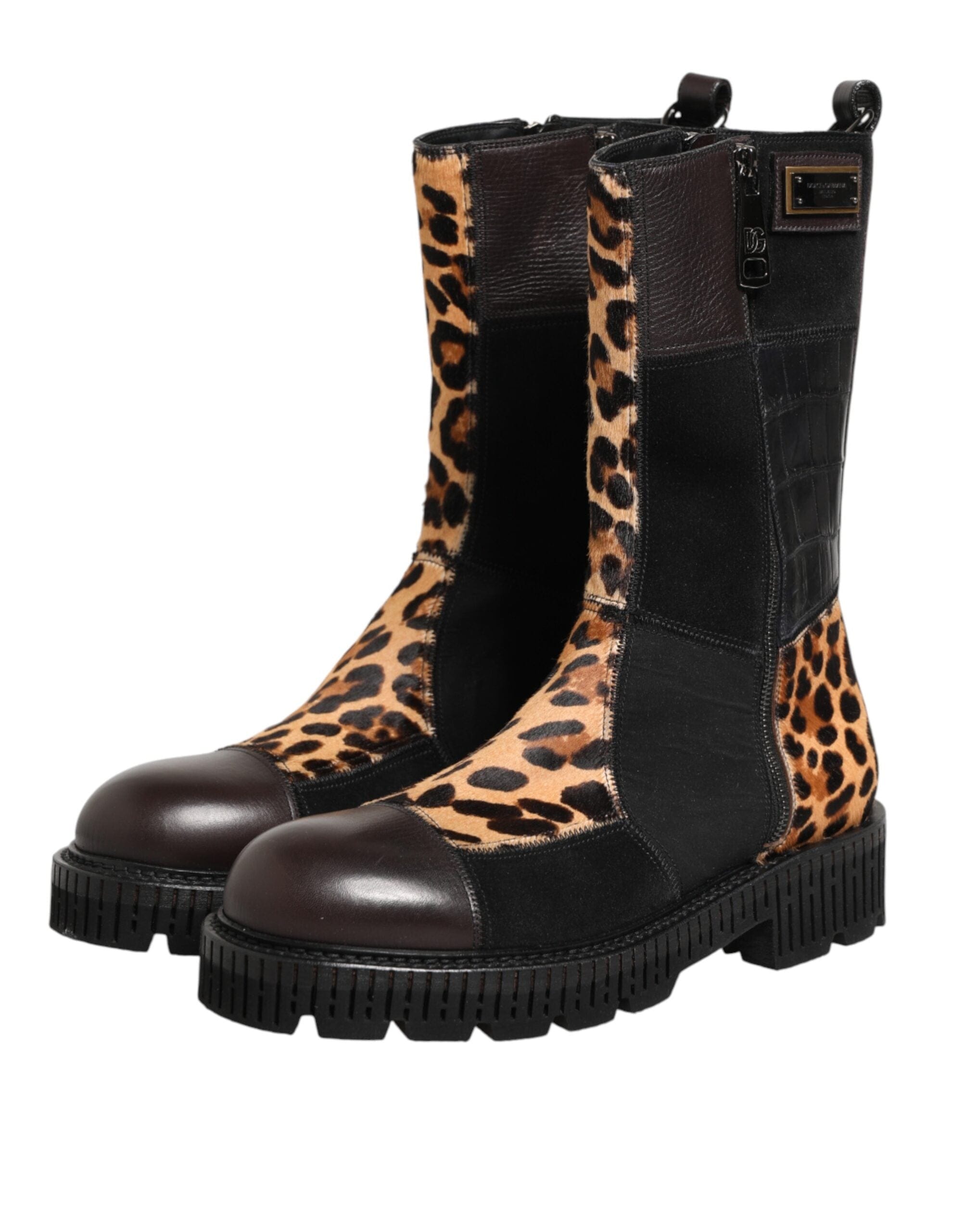 Dolce & Gabbana レオパードパッチワークブーツ | Sendegaro JP