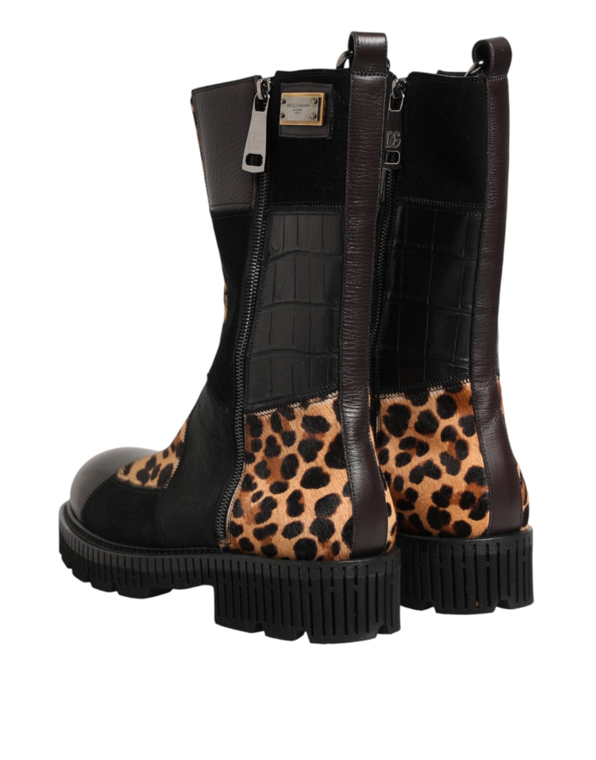 Dolce & Gabbana レオパードパッチワークブーツ | Sendegaro JP