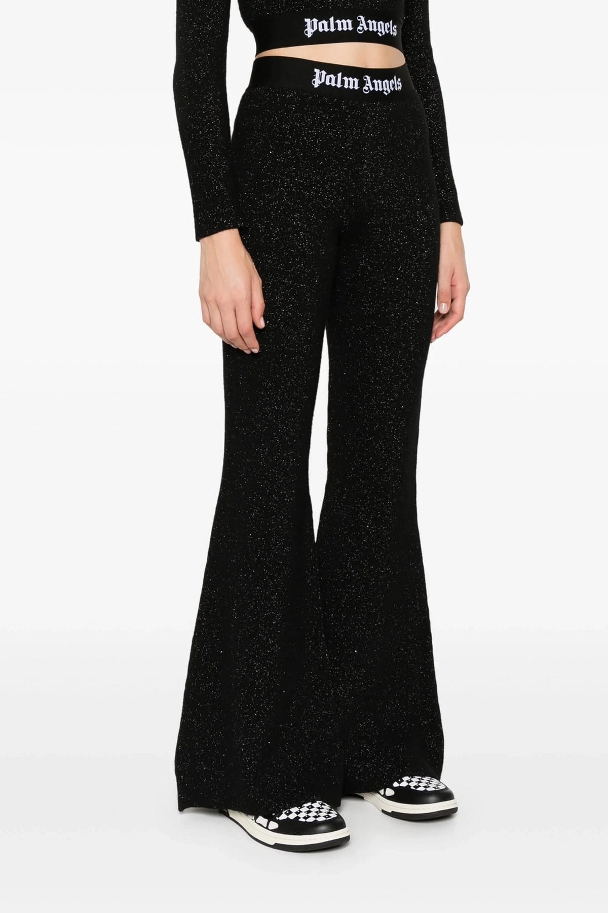 Palm Angels Pantaloni in maglia lurex con nastro logo Palm Angels - alternate view