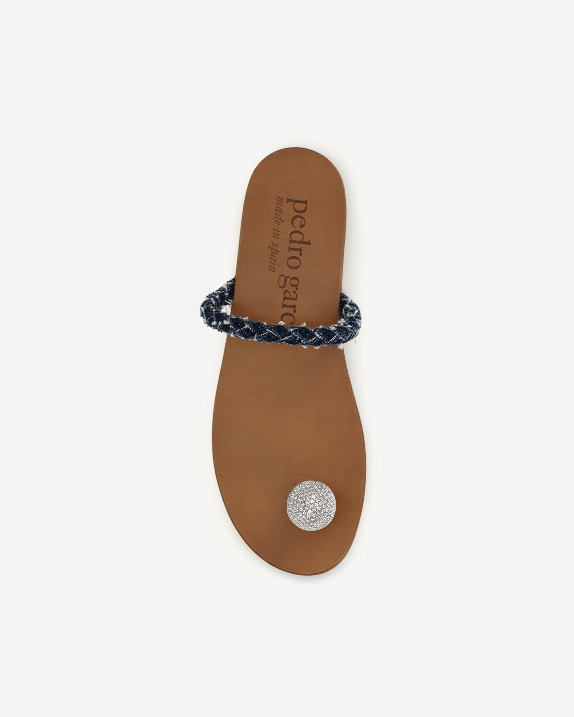 Pedro García Jewel-Embellished Denim Slide Sandals