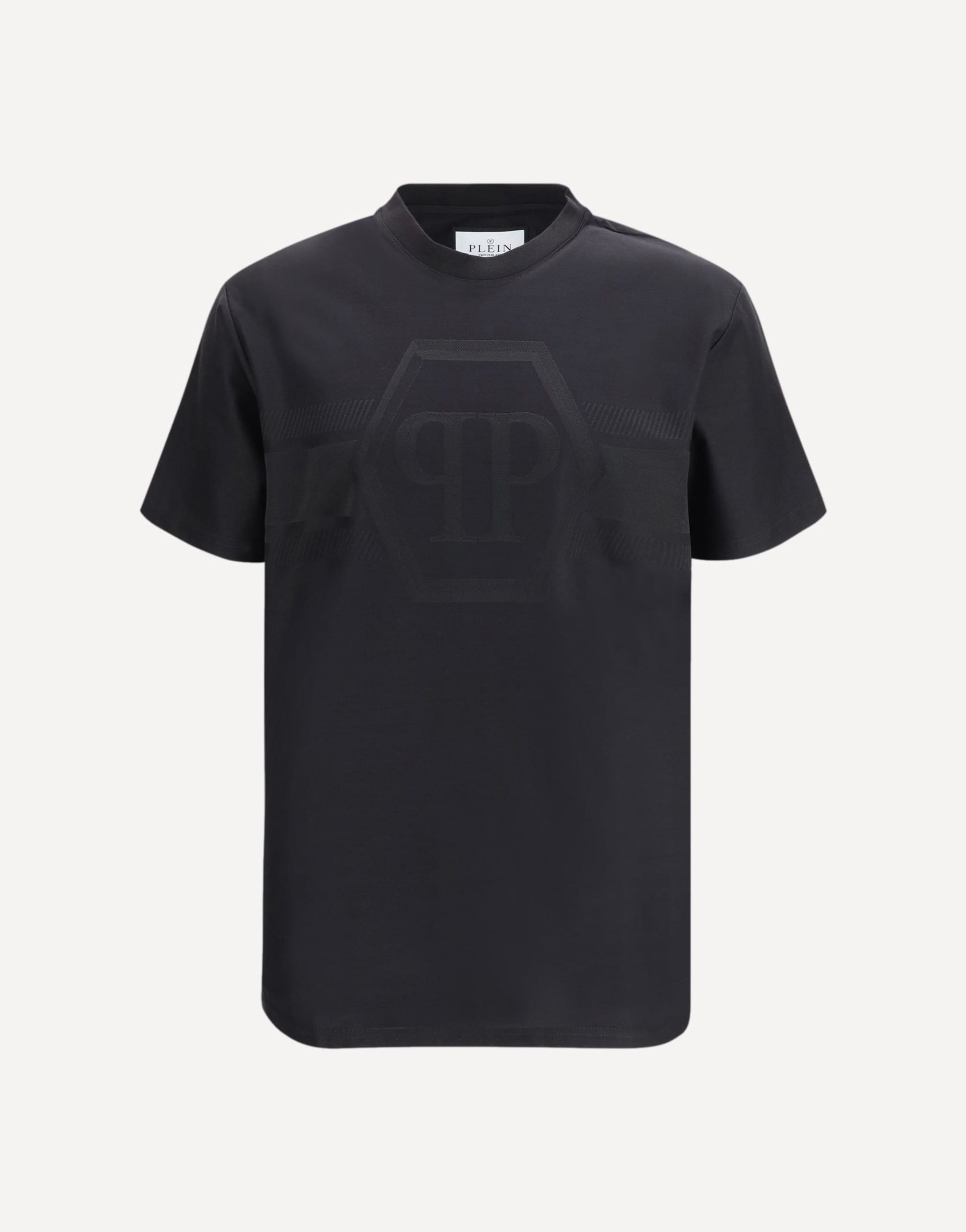 Philipp Plein Round Neck Jacquard Hexagon Line T-Shirt