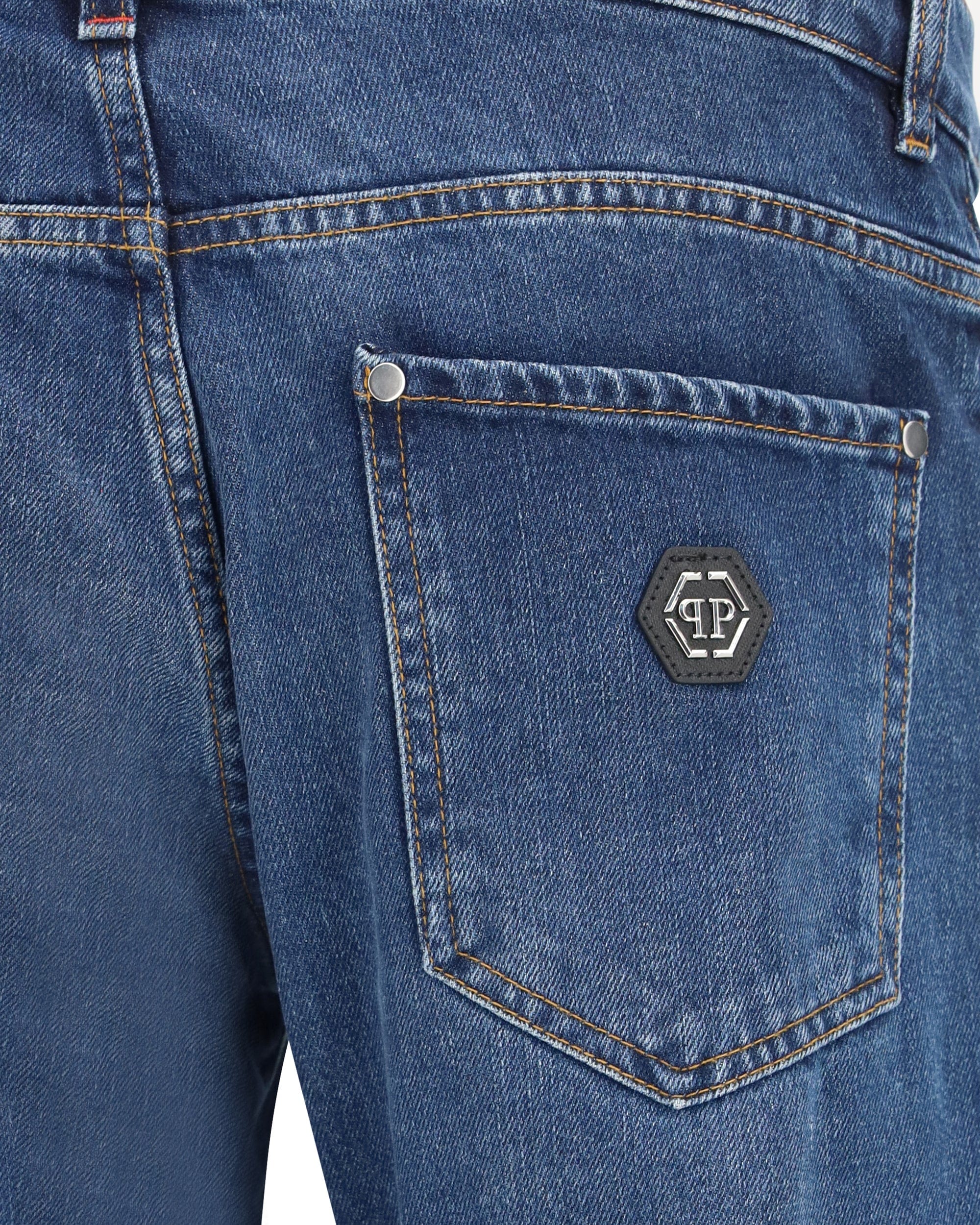 Philipp Plein Straight Cut Logo Appliqué Jeans