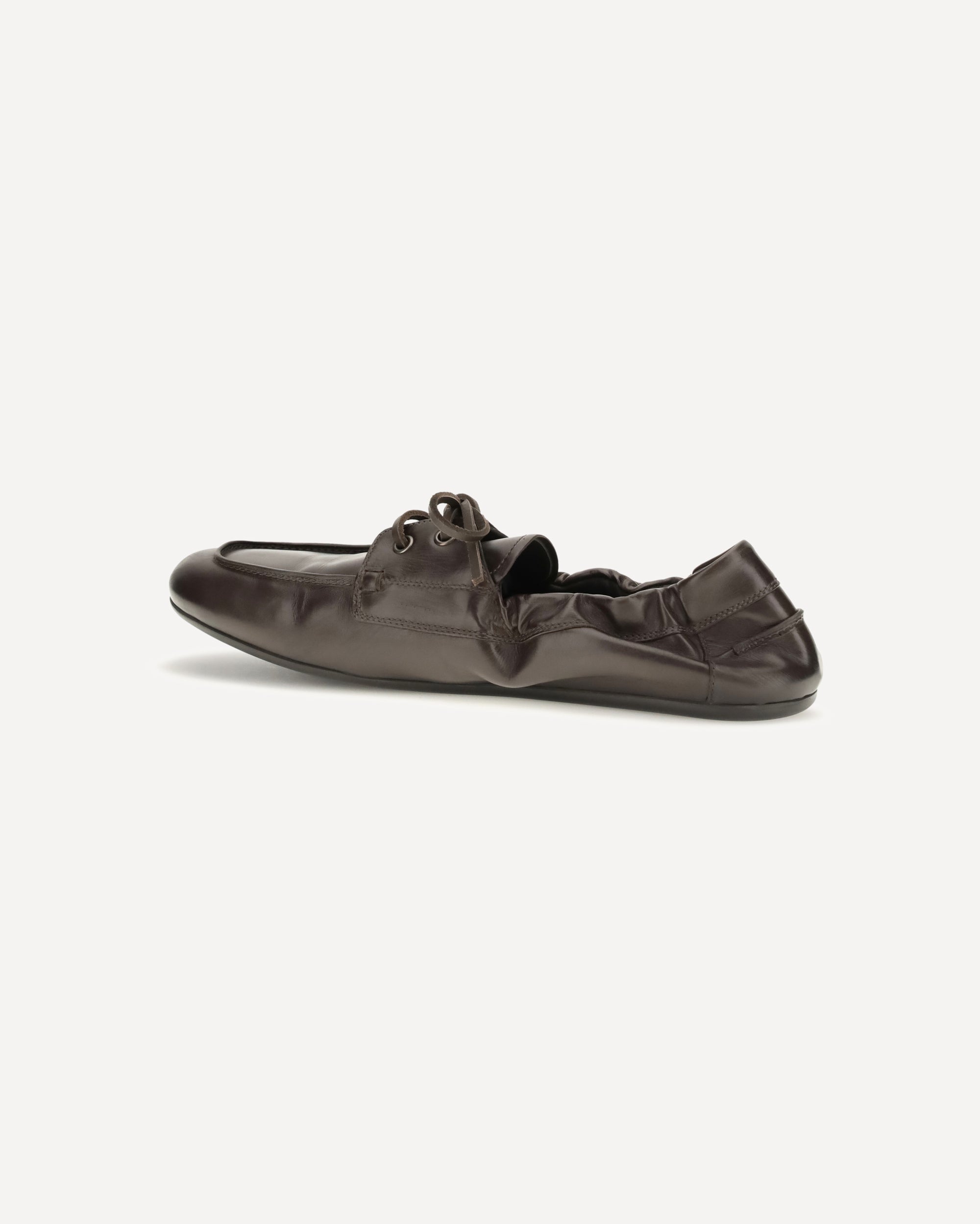 Prada Aged Leather Lace-Up Sneakers