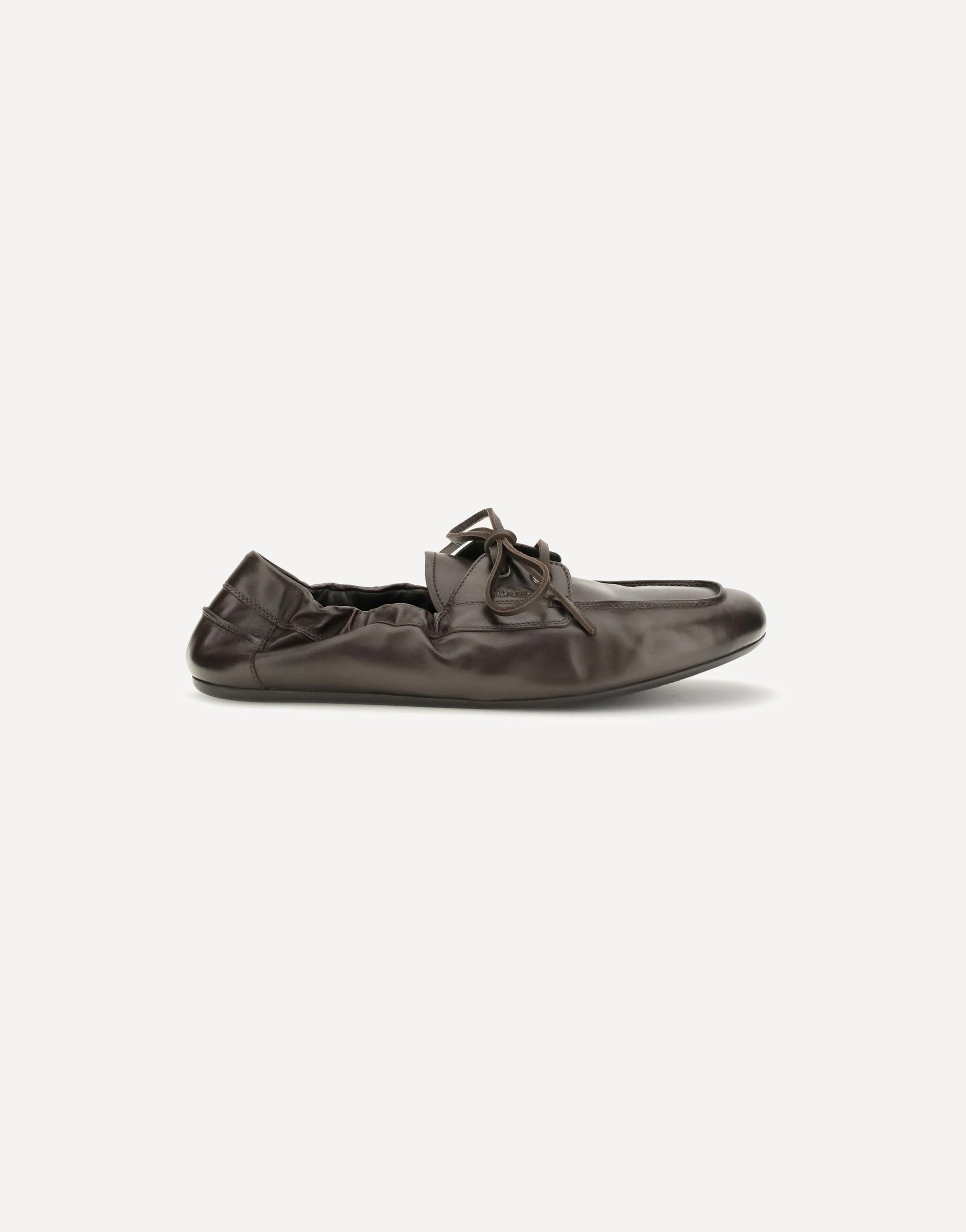 Prada Aged Leather Lace-Up Sneakers