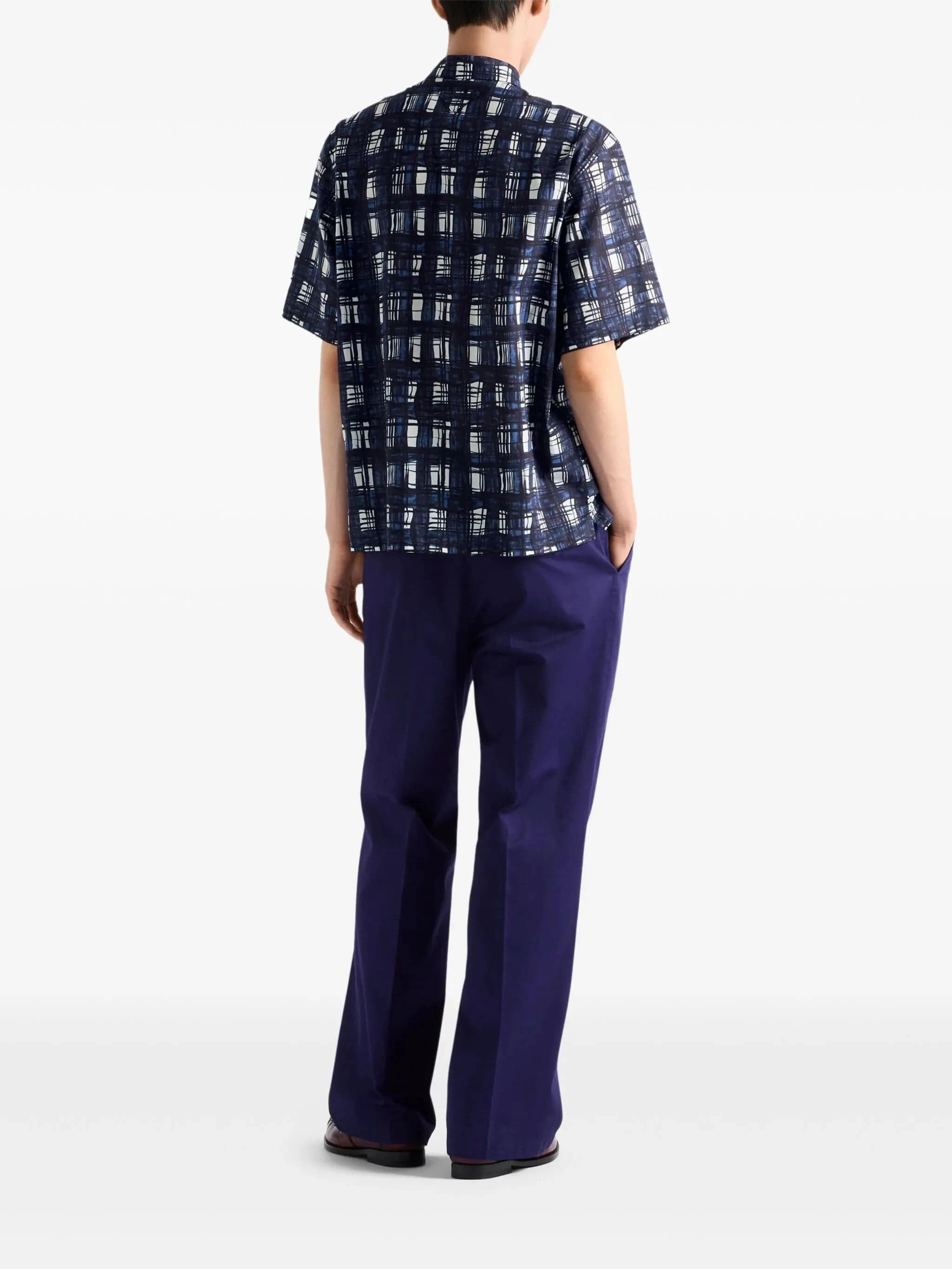 Prada Astral Blue-Striped Bowling Shirt