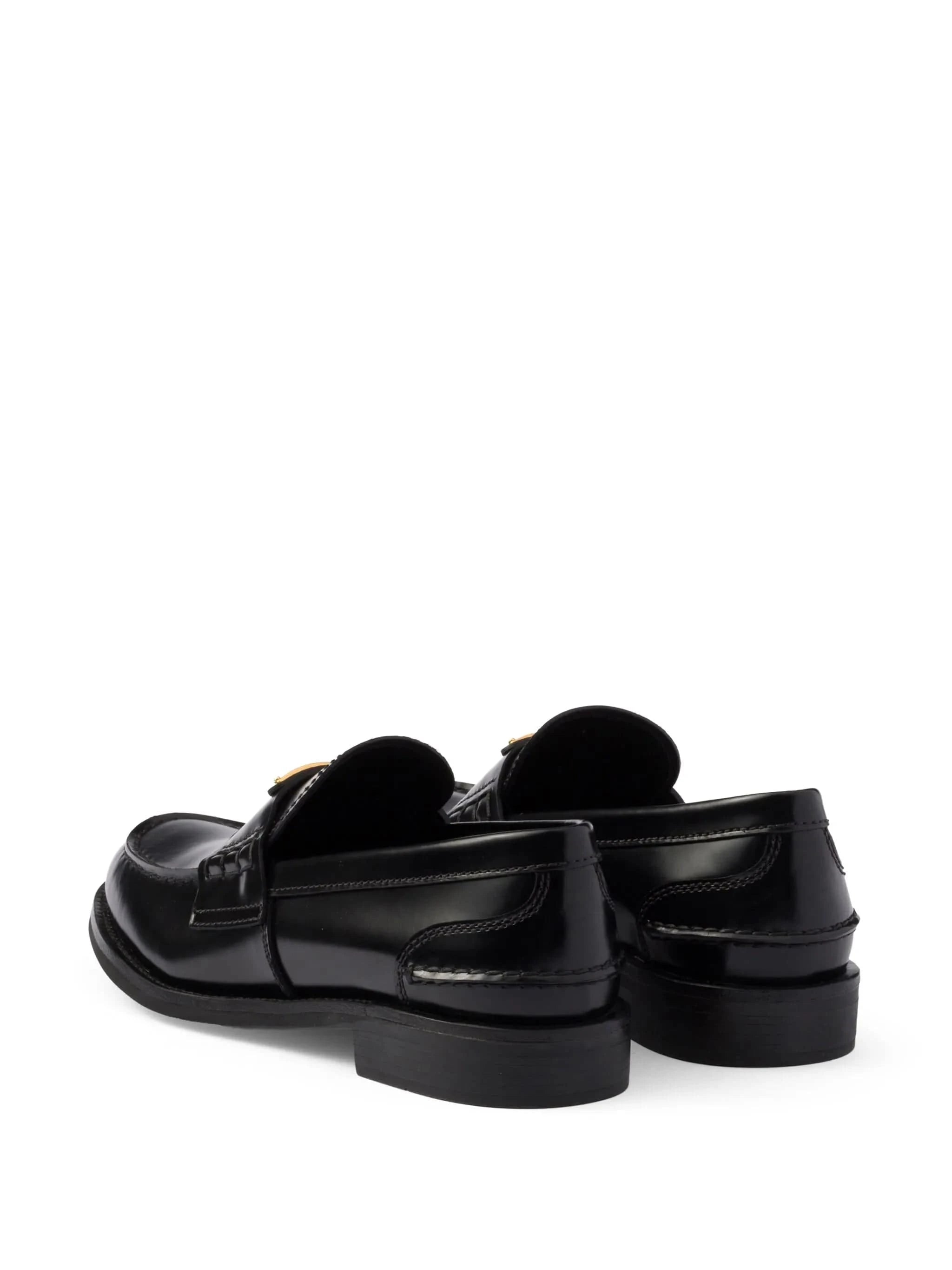 Prada Black Brushed Leather Loafers