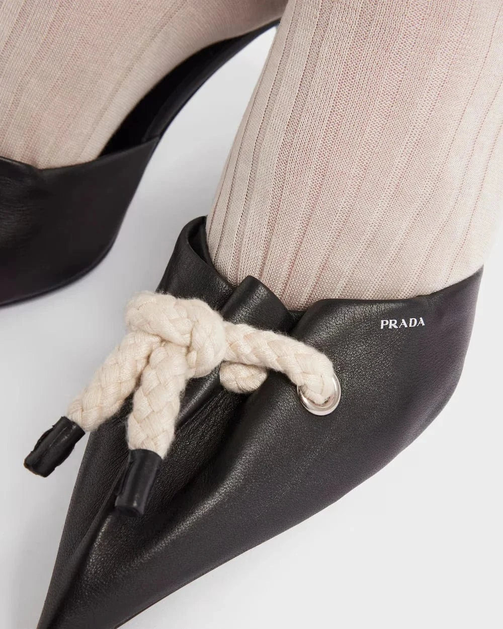 Prada Cord Detail Leather Mules | Sendegaro Prada Cord Detail Leather Mules | Sendegaro