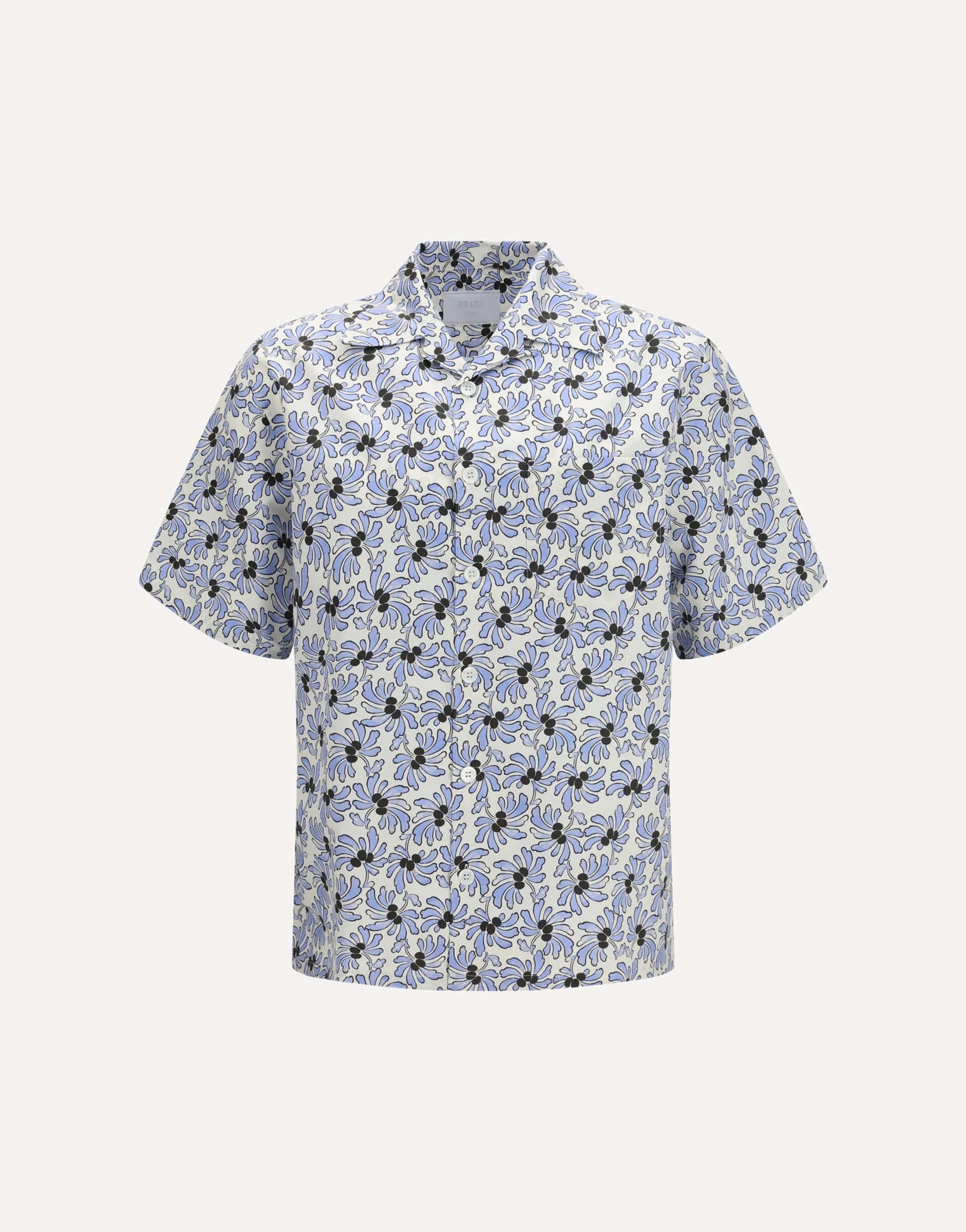 Prada Cotton Floral Print Short Sleeve Shirt