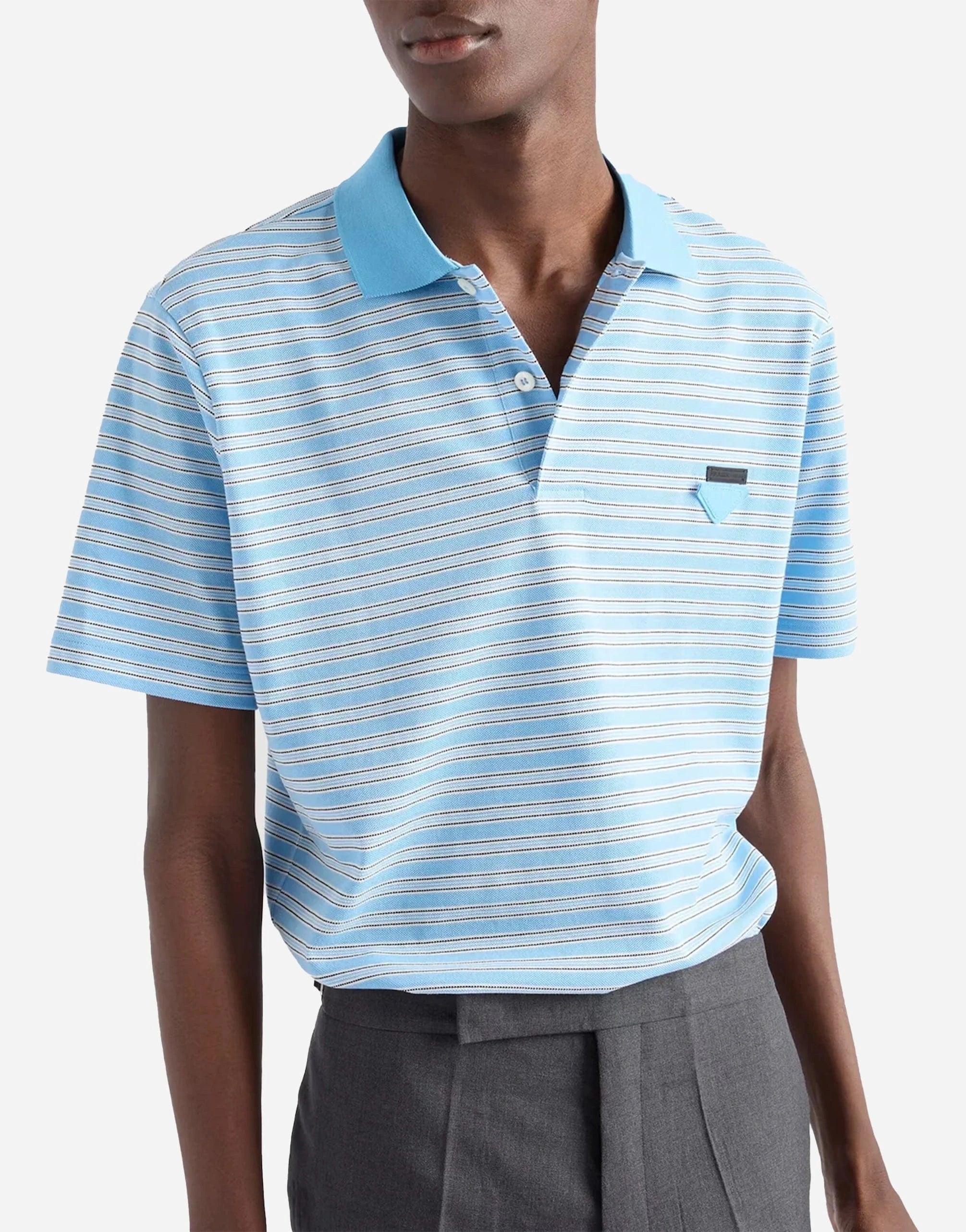 Camisa polo listrada de algodão Prada | Sendegaro BR Camisa polo listrada de algodão Prada | Sendegaro BR