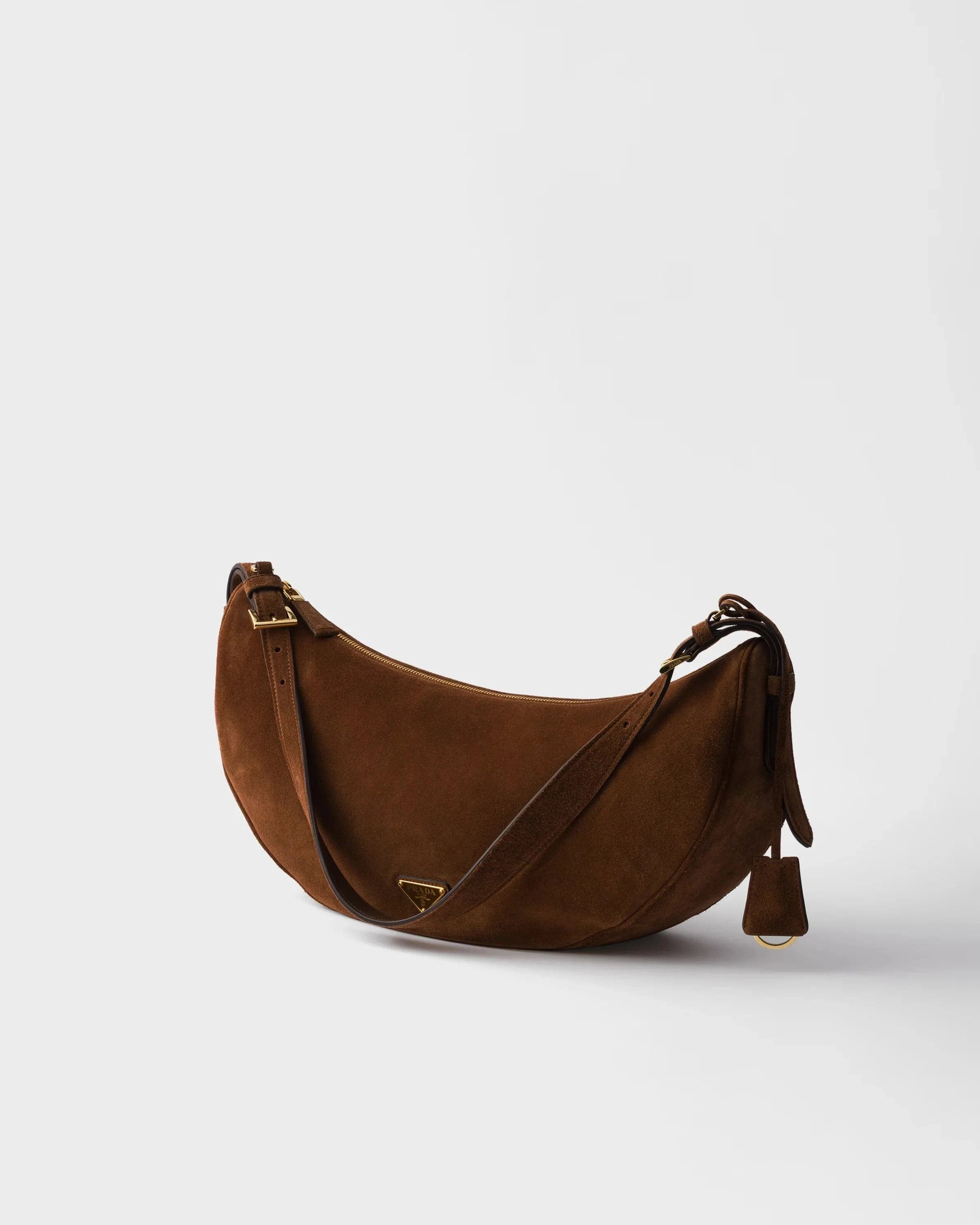 Prada Demi-Lune Large Suede Shoulder Bag