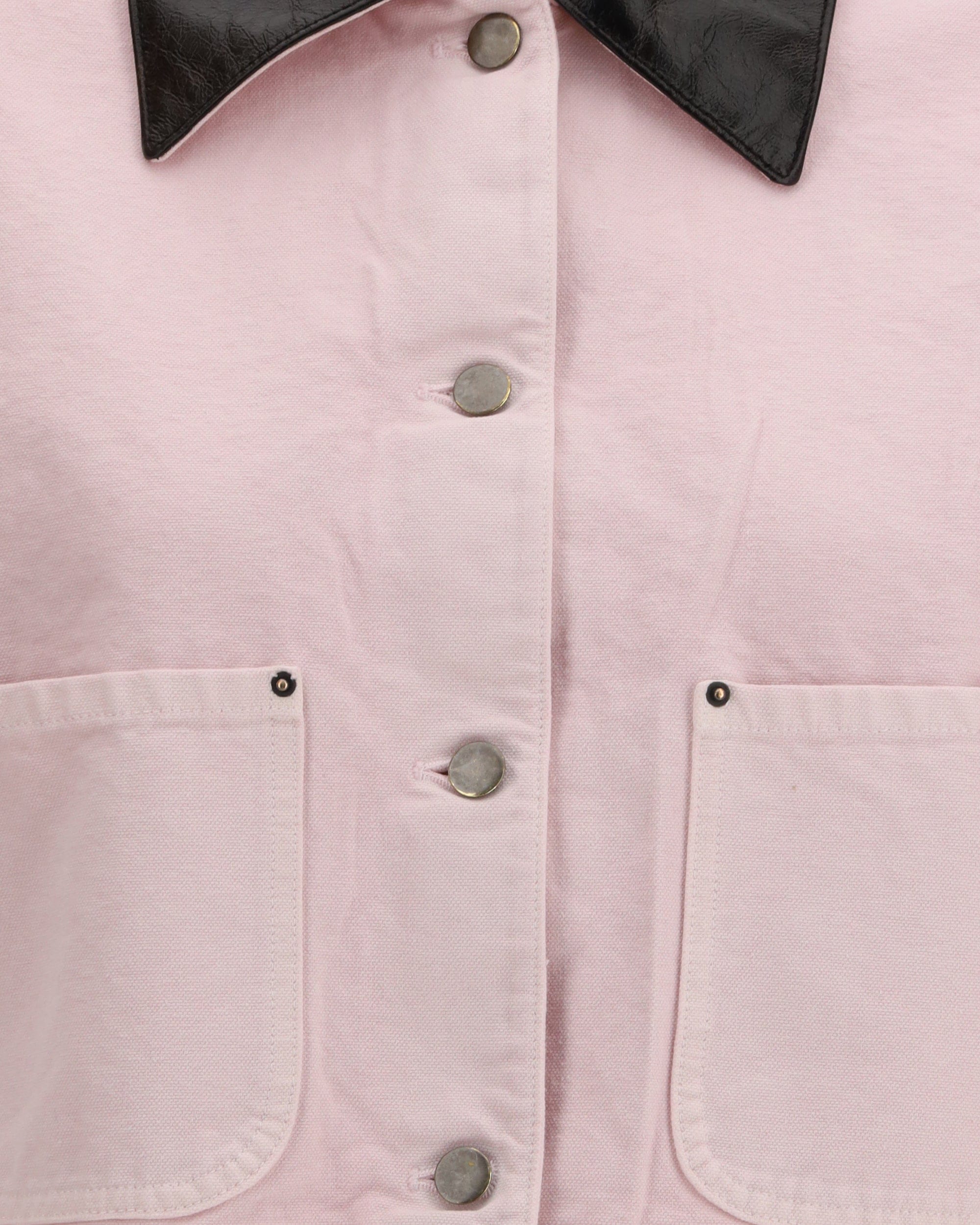 Prada Denim Jacket With Leather Collar