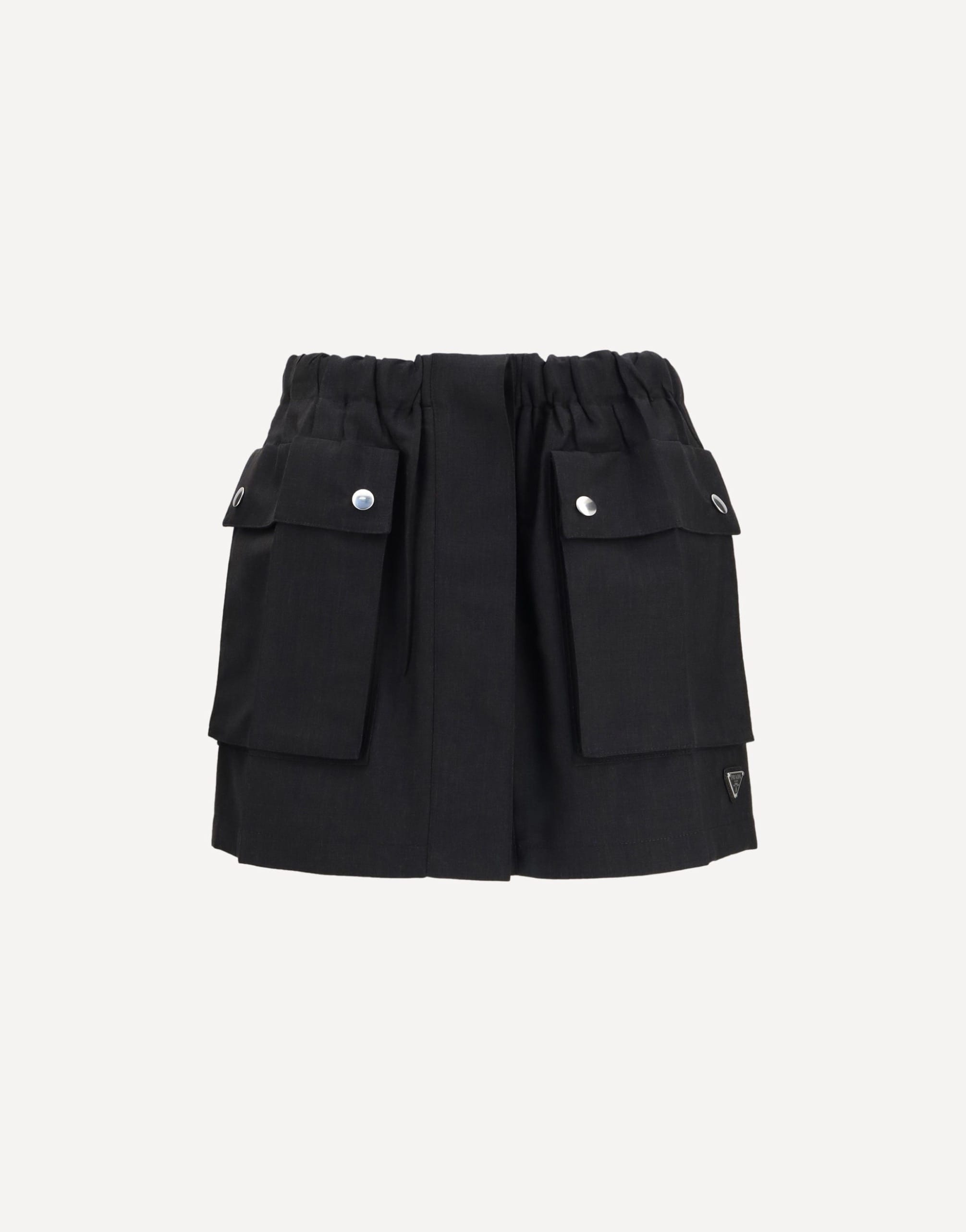 Prada Flap-Pocket Drawstring Mini Skirt
