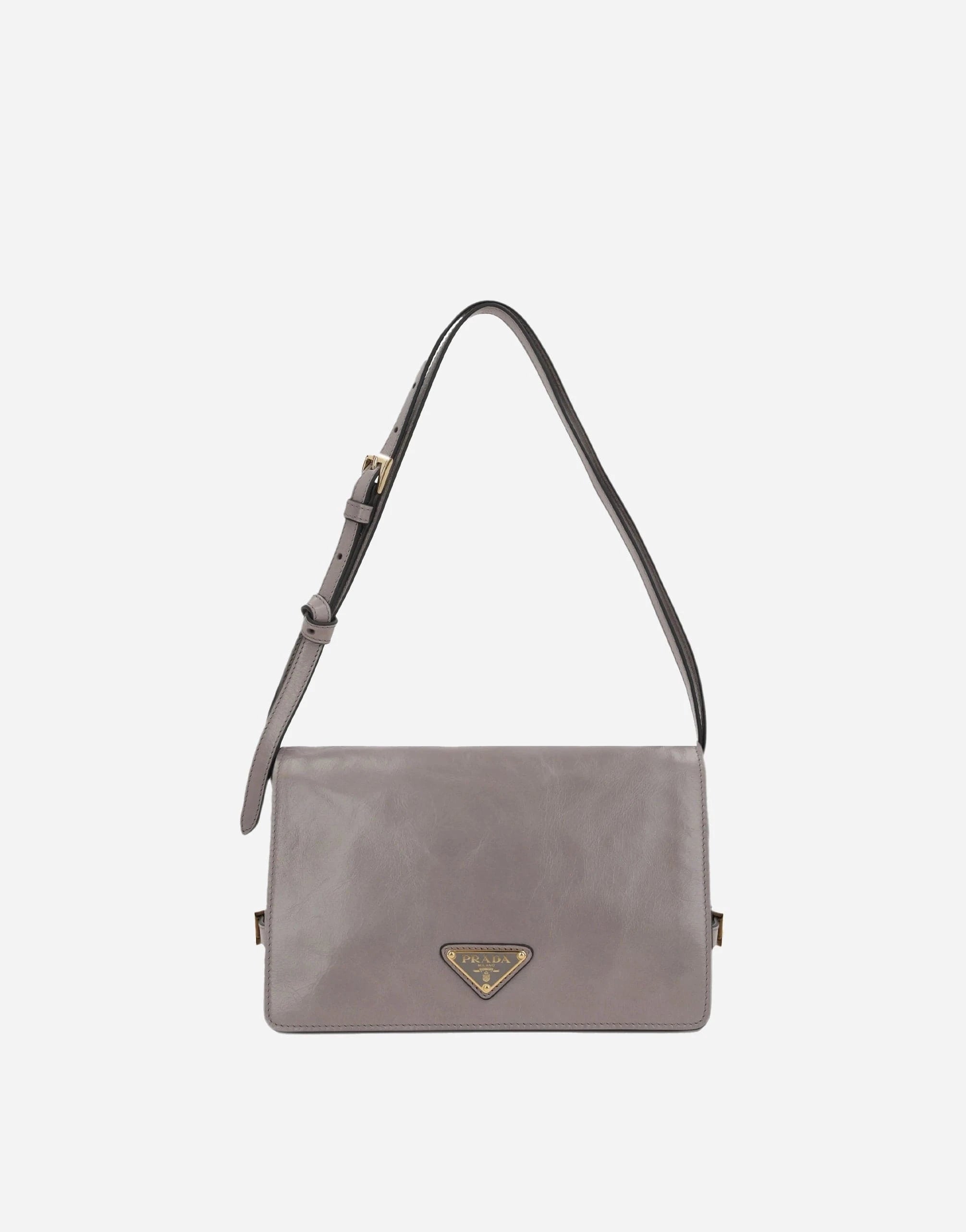 Prada Grey Leather Shoulder Bag