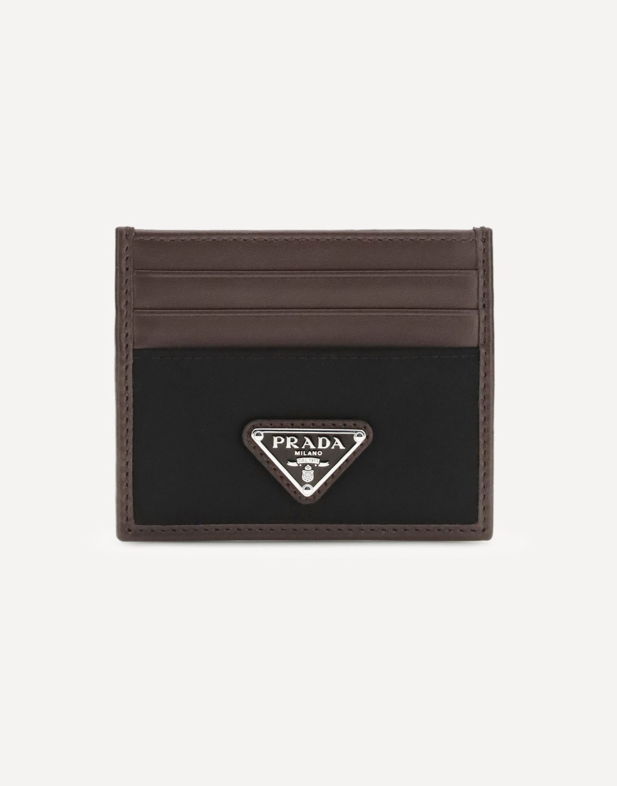 Prada Leather And Fabric Card Holder