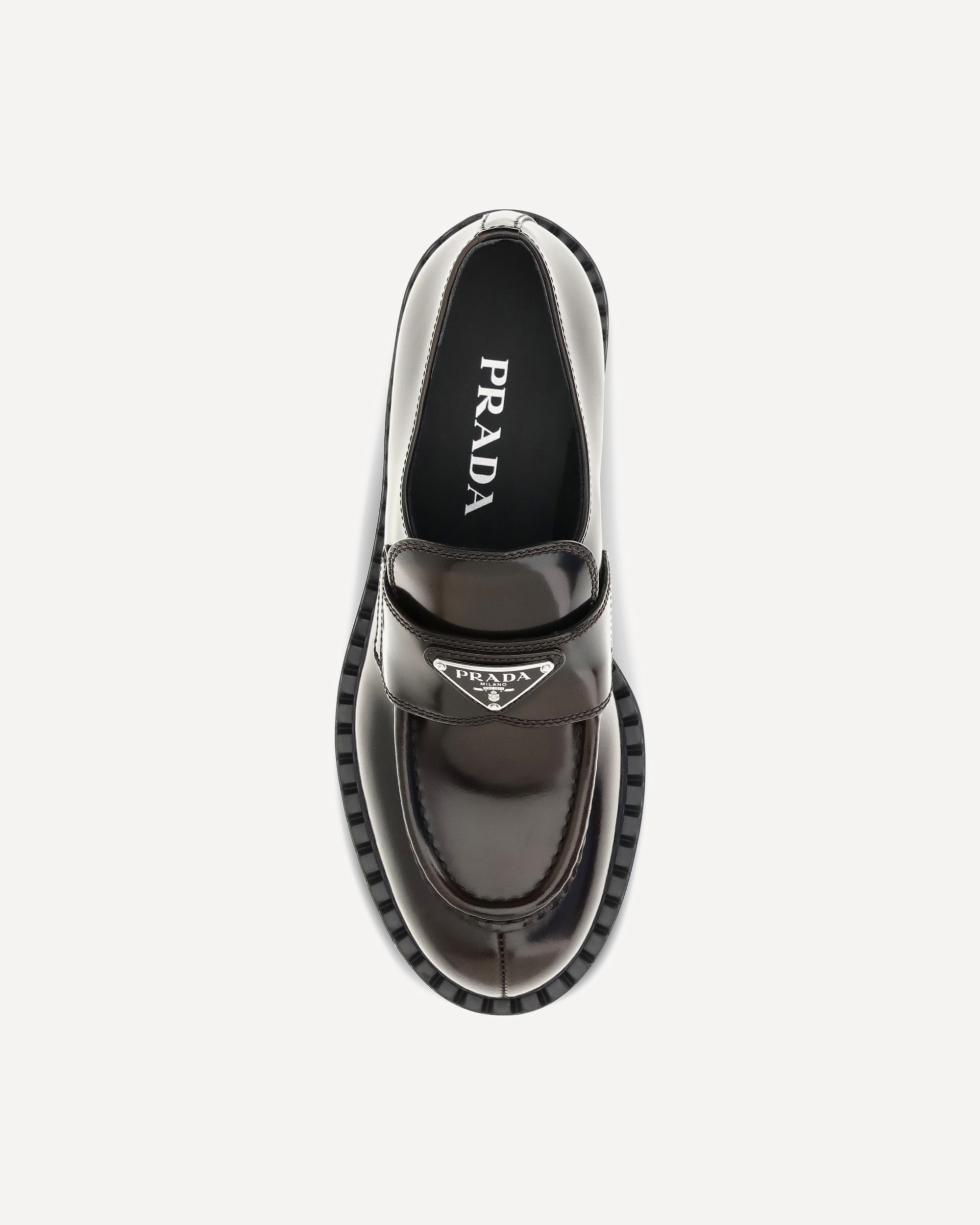 Mocassins en cuir à logo Prada