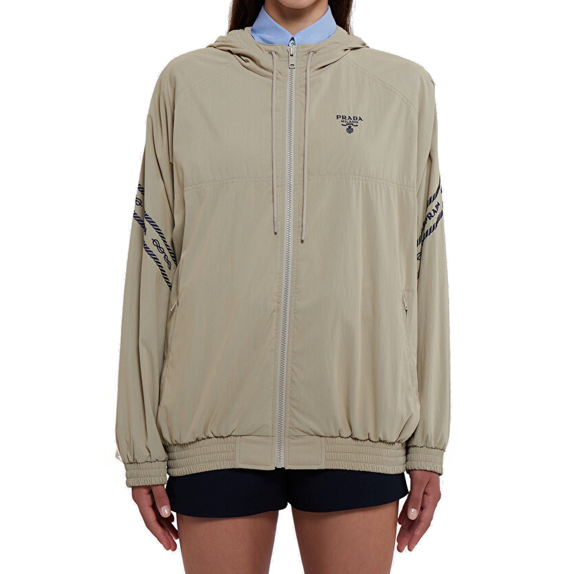 Prada Logo Detail Drawstring Hood Jacket - alternate view