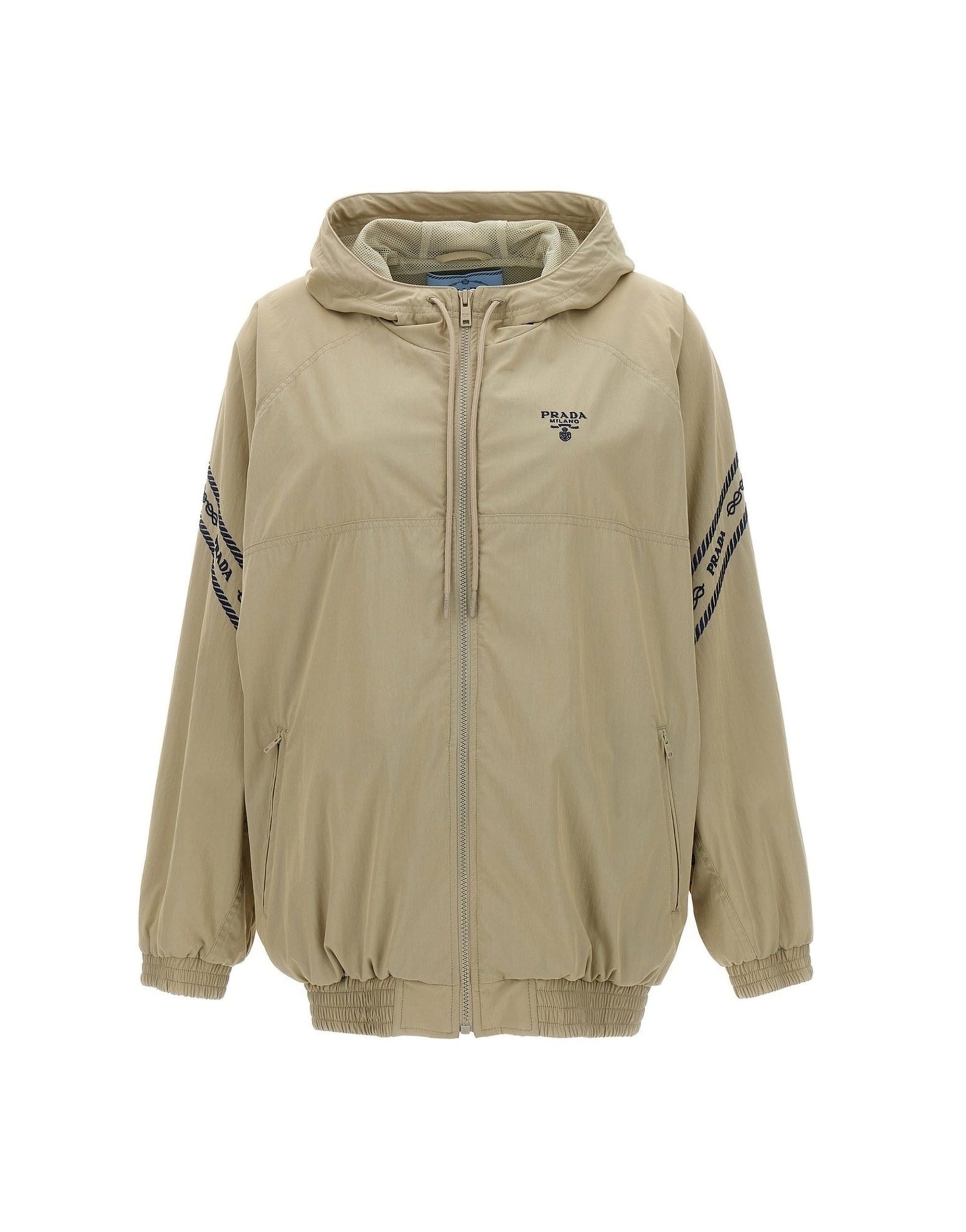 Prada Logo Detail Drawstring Hood Jacket