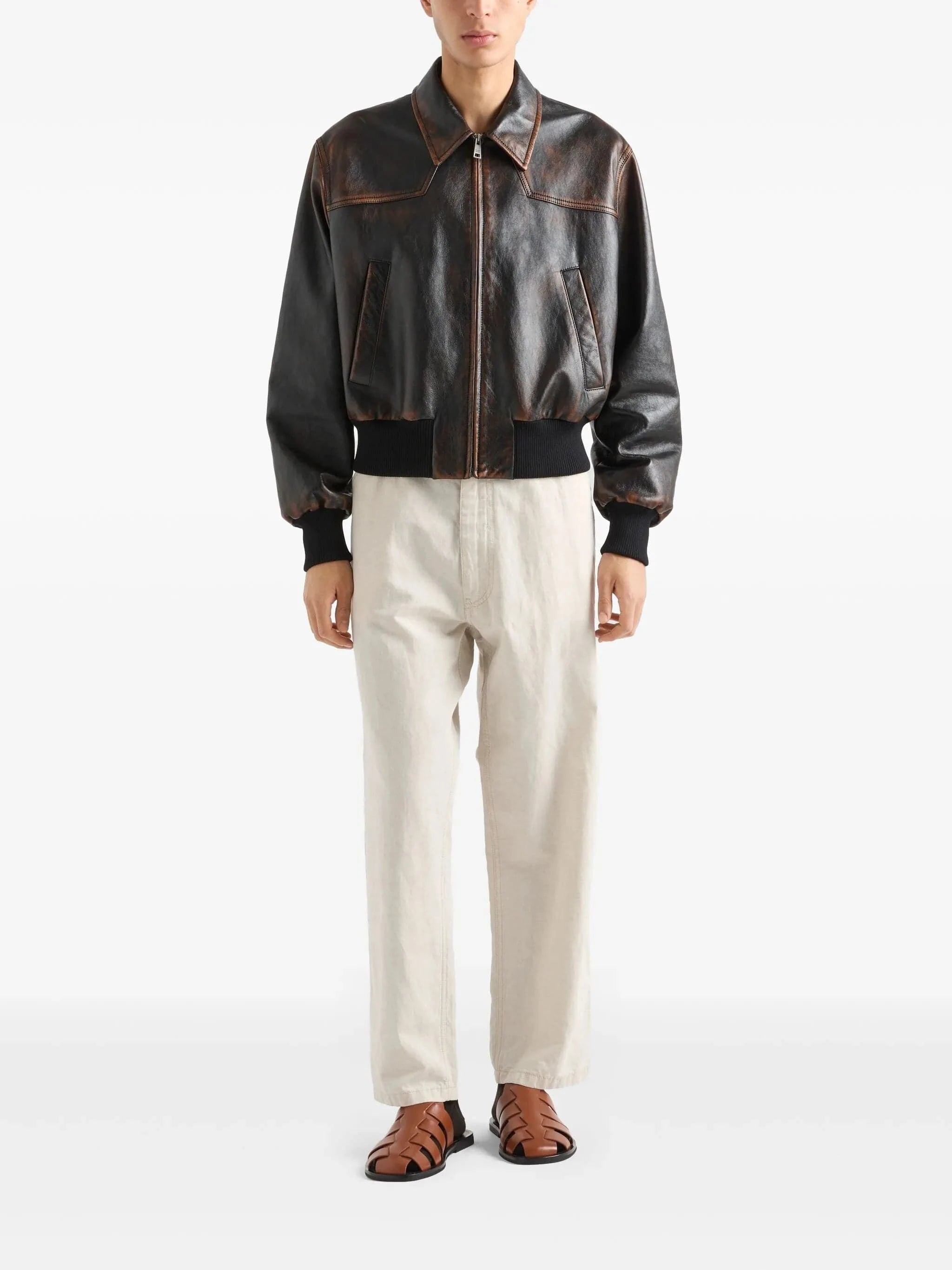 Prada Natural Chambray Trousers