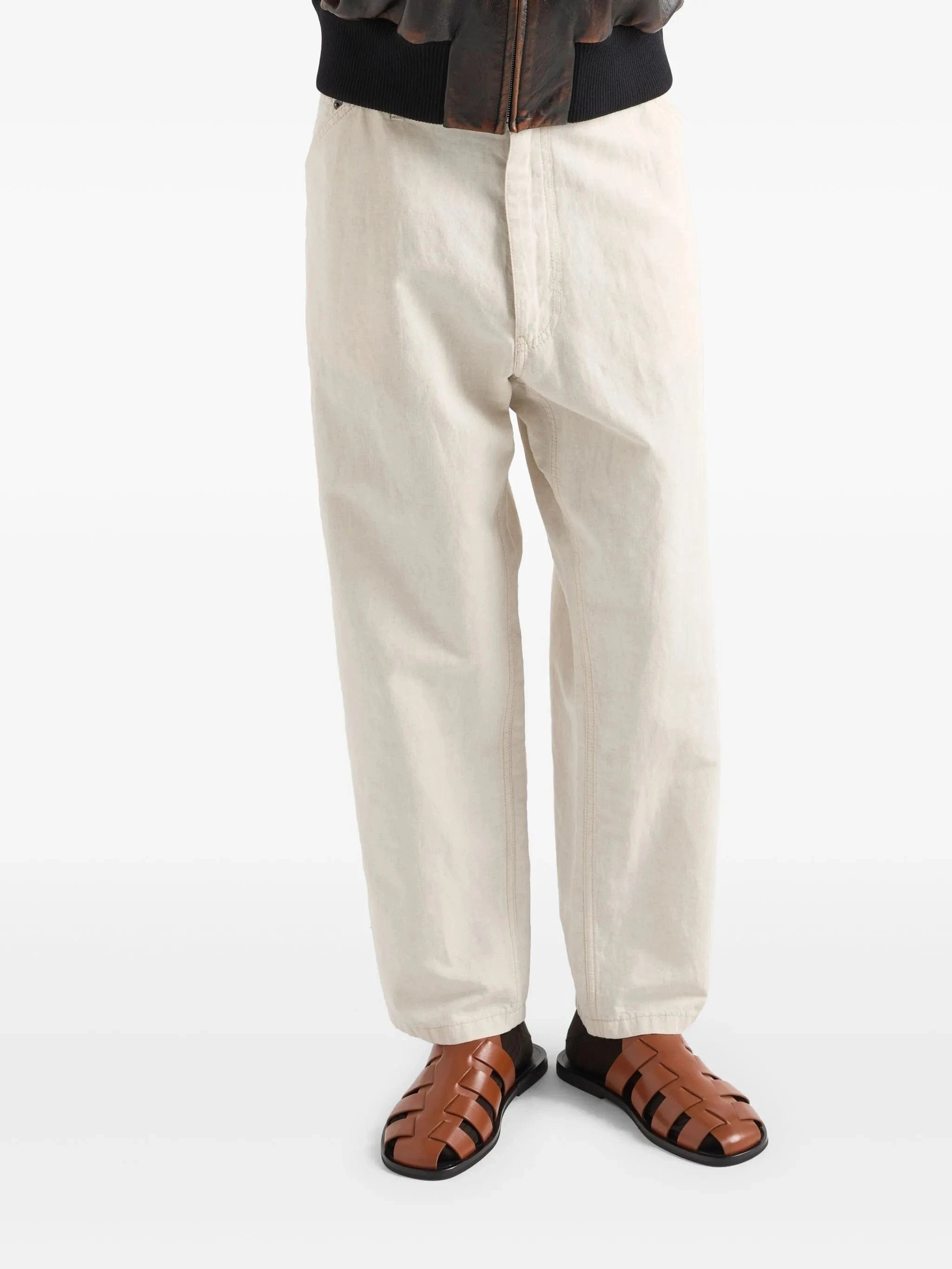Prada Natural Chambray Trousers