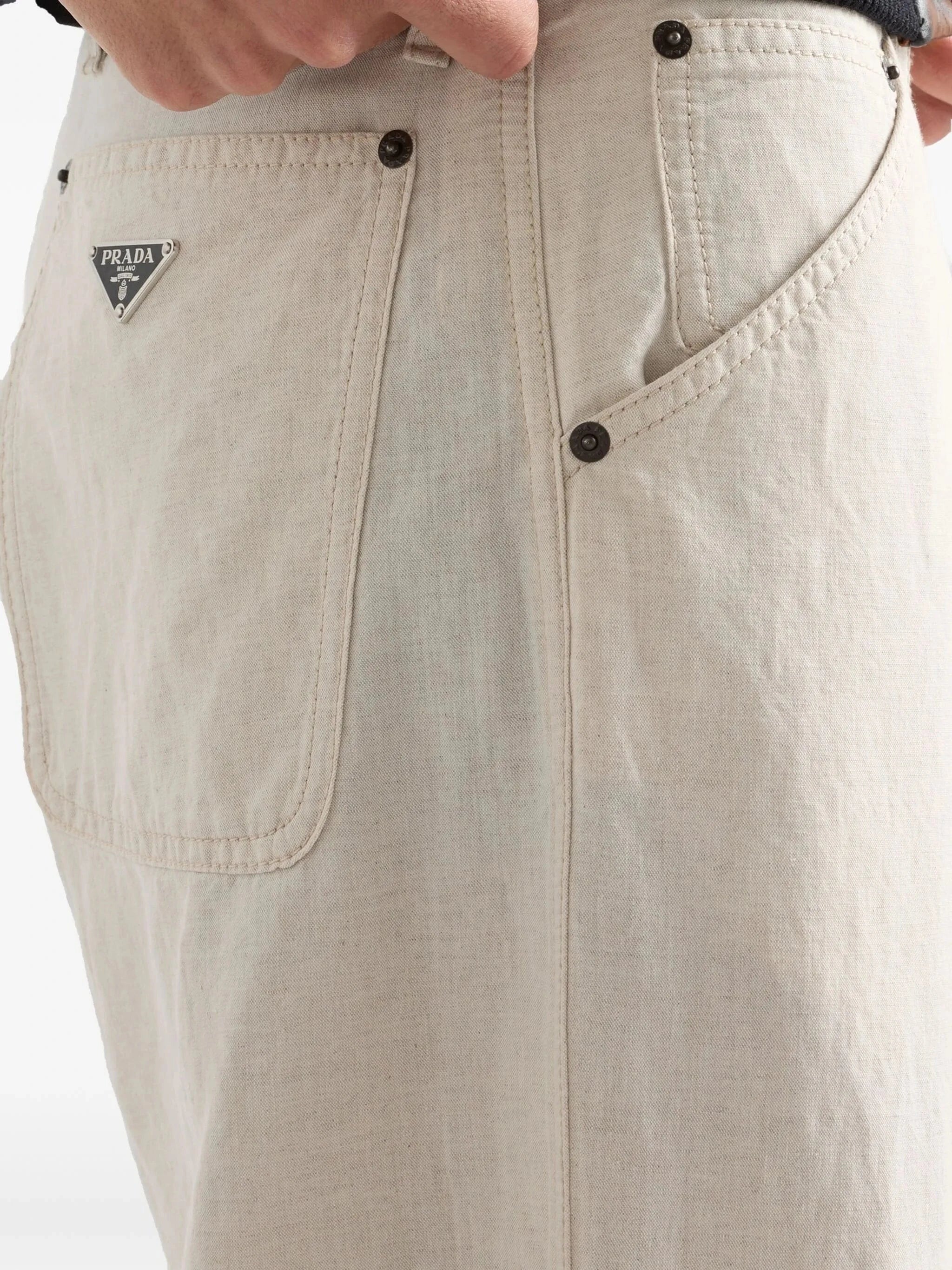 Prada Natural Chambray Trousers