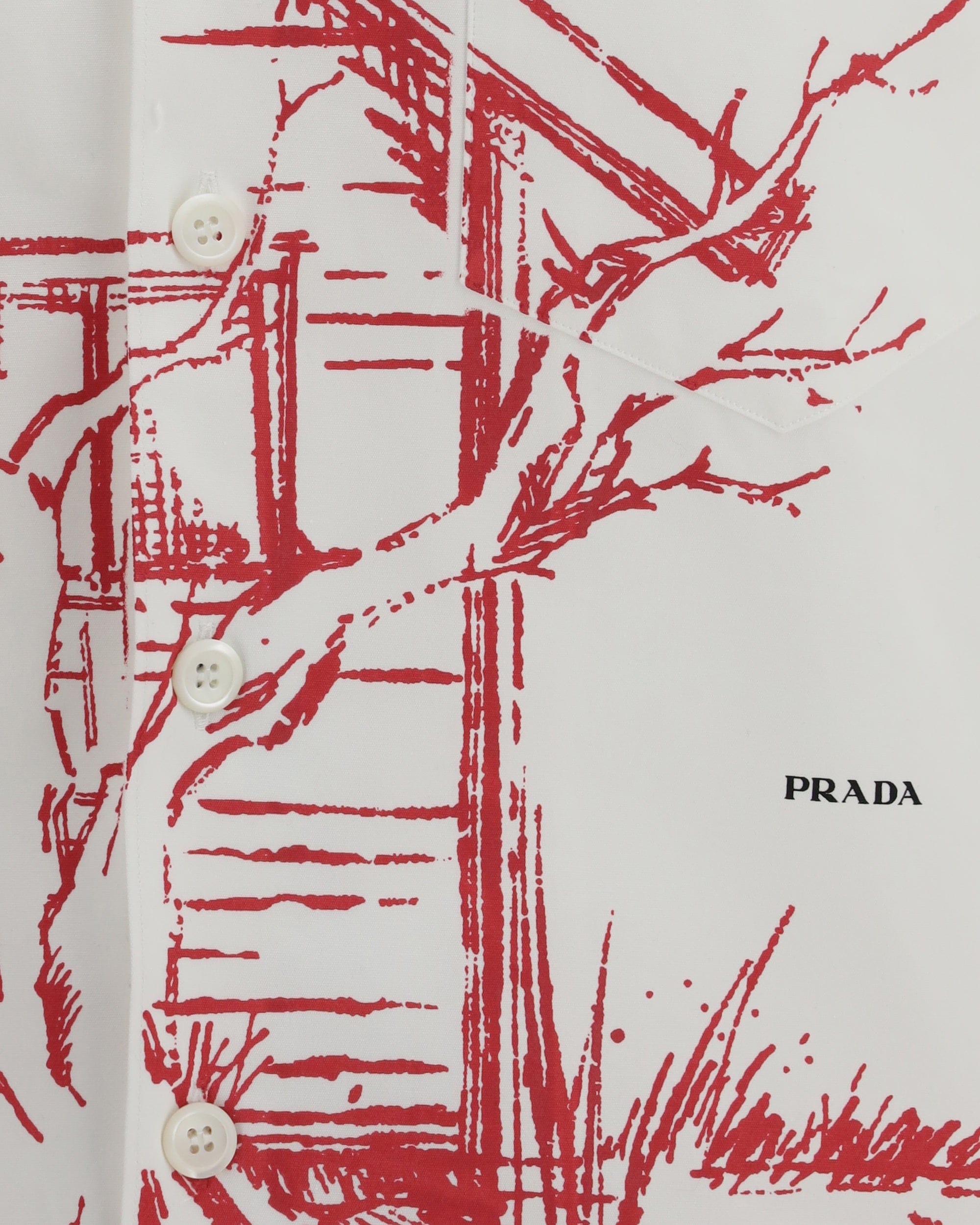 Prada Printed Bowling Shirt With “cabin” Print