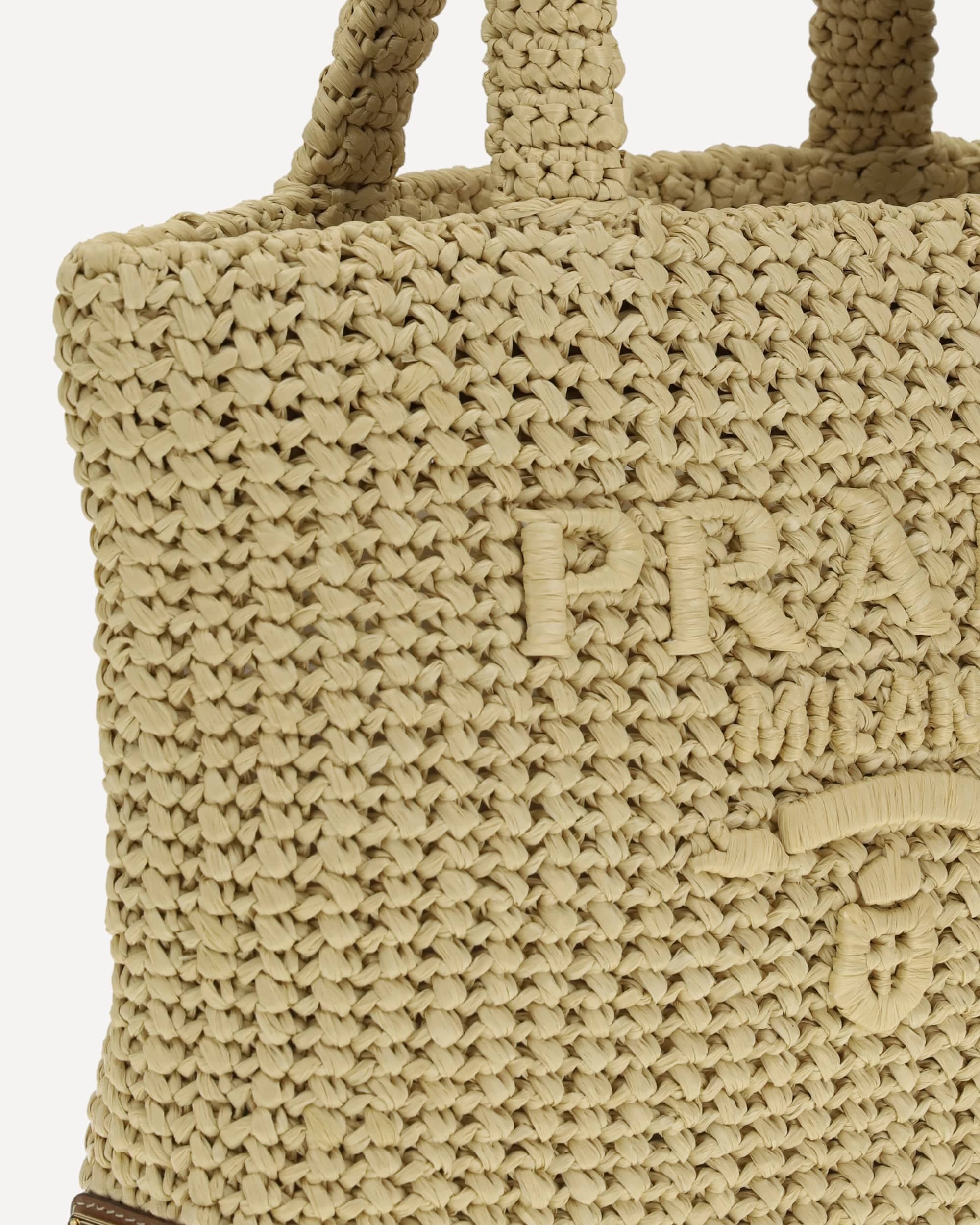 Prada Raffia Tote Bag With Enamel Logo | Sendegaro JP