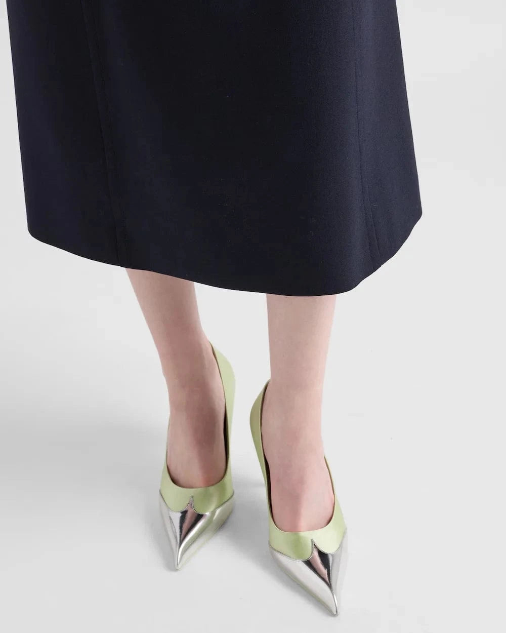 Prada Satin And Metallic Pumps