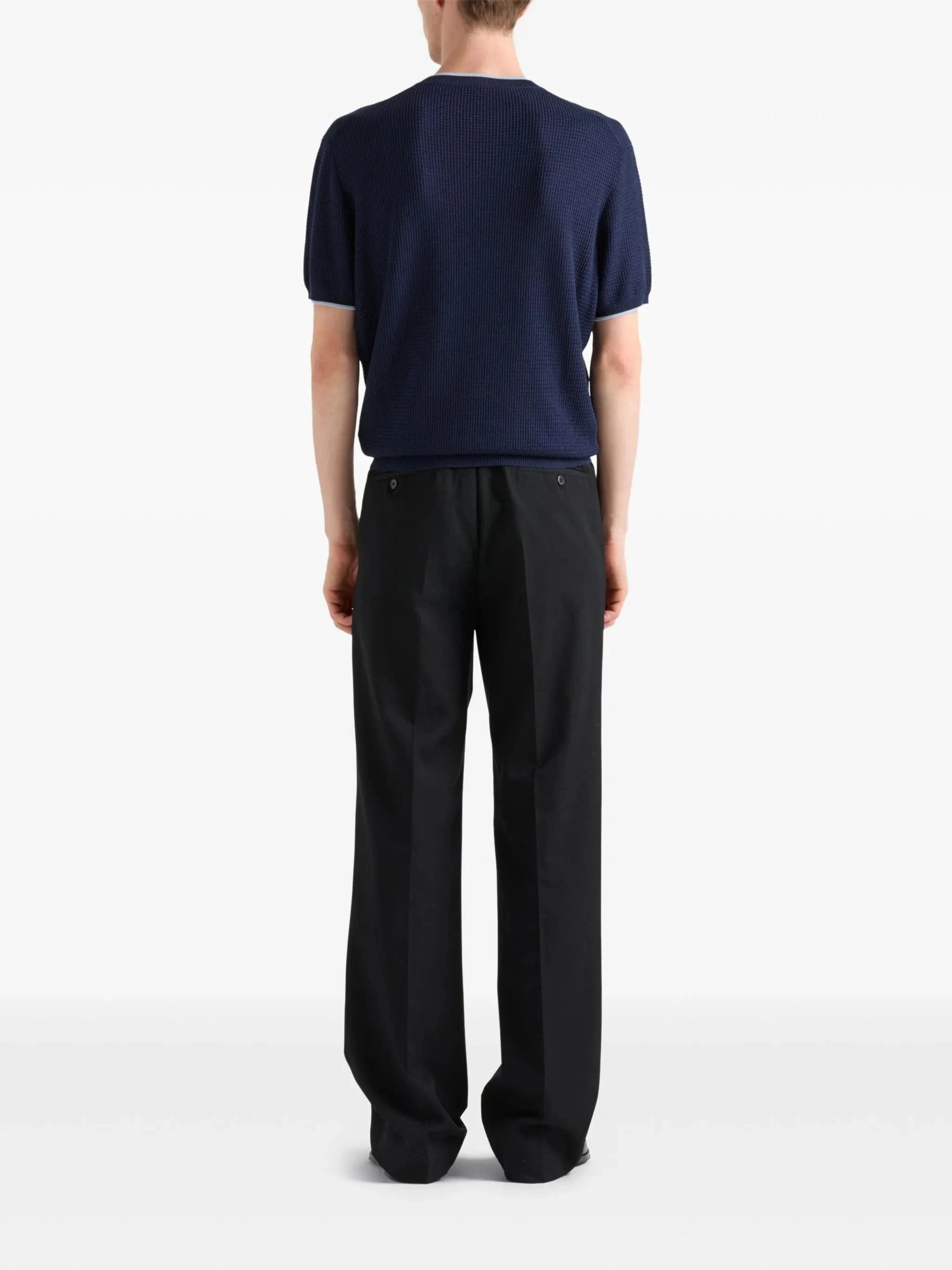 Prada Silk-Cotton Blend Short-Sleeve Sweater