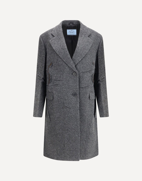 Prada Single-Breasted Shetland Wool Coat | Sendegaro