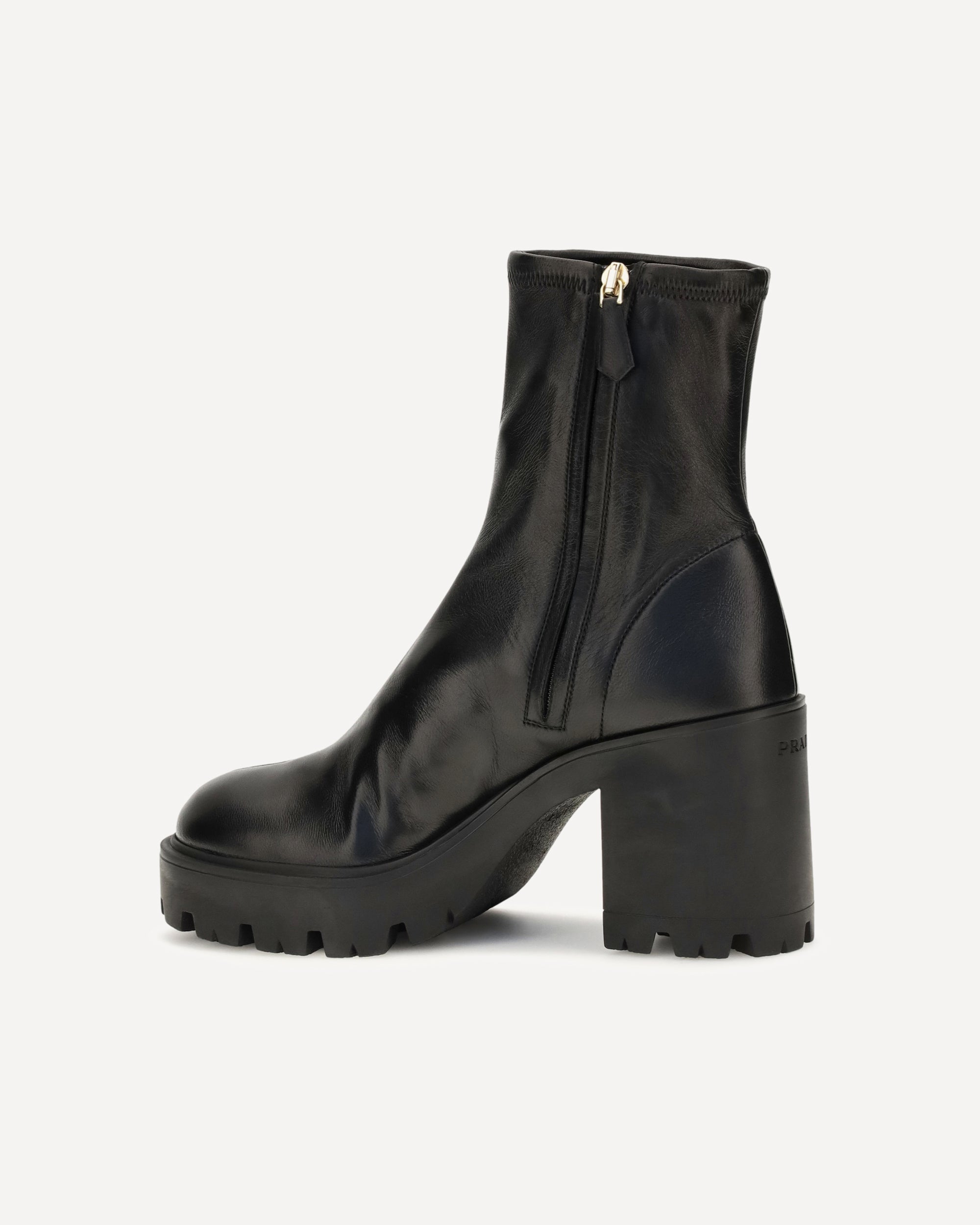 Bottines à plateforme en cuir stretch Prada