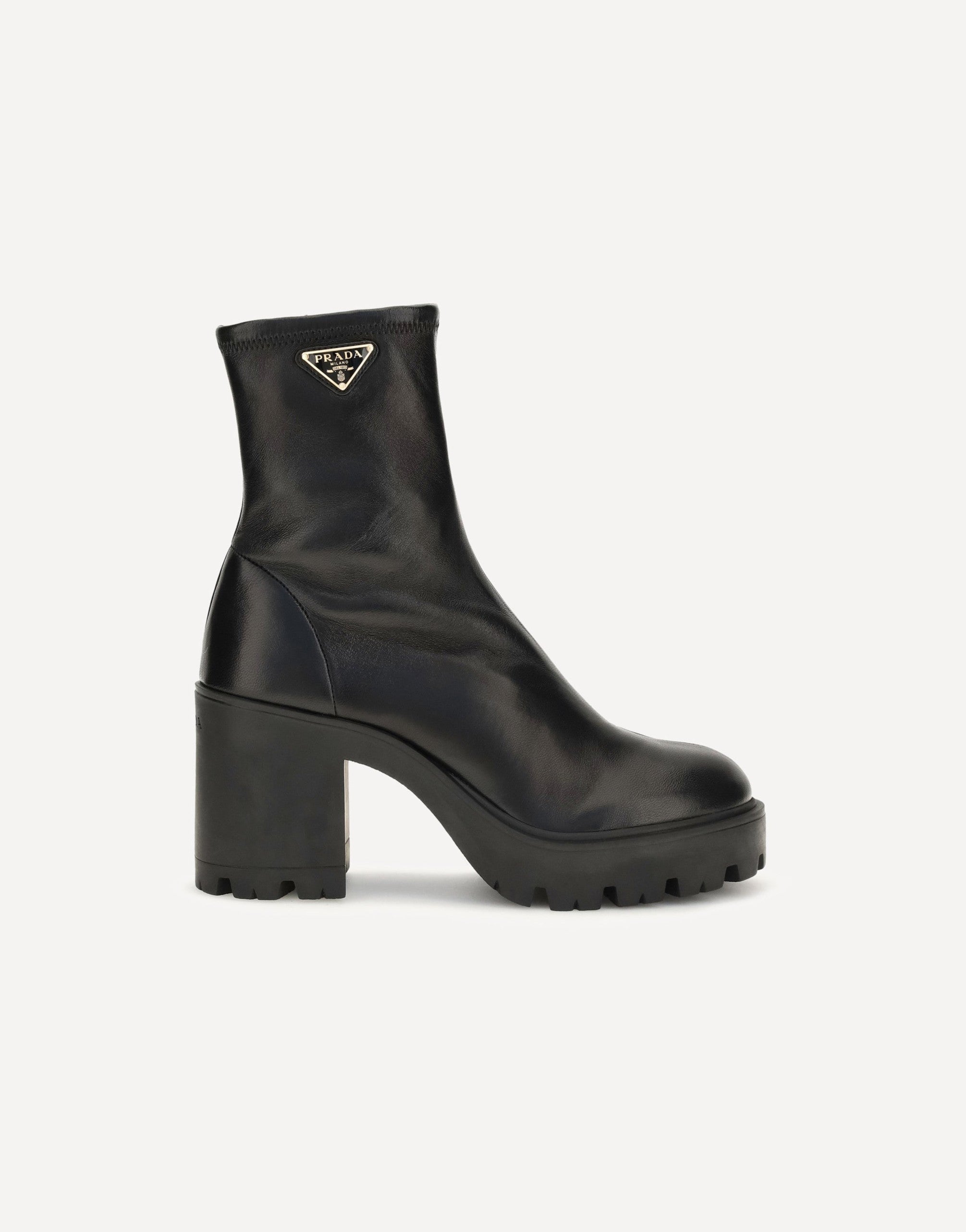 Bottines à plateforme en cuir stretch Prada